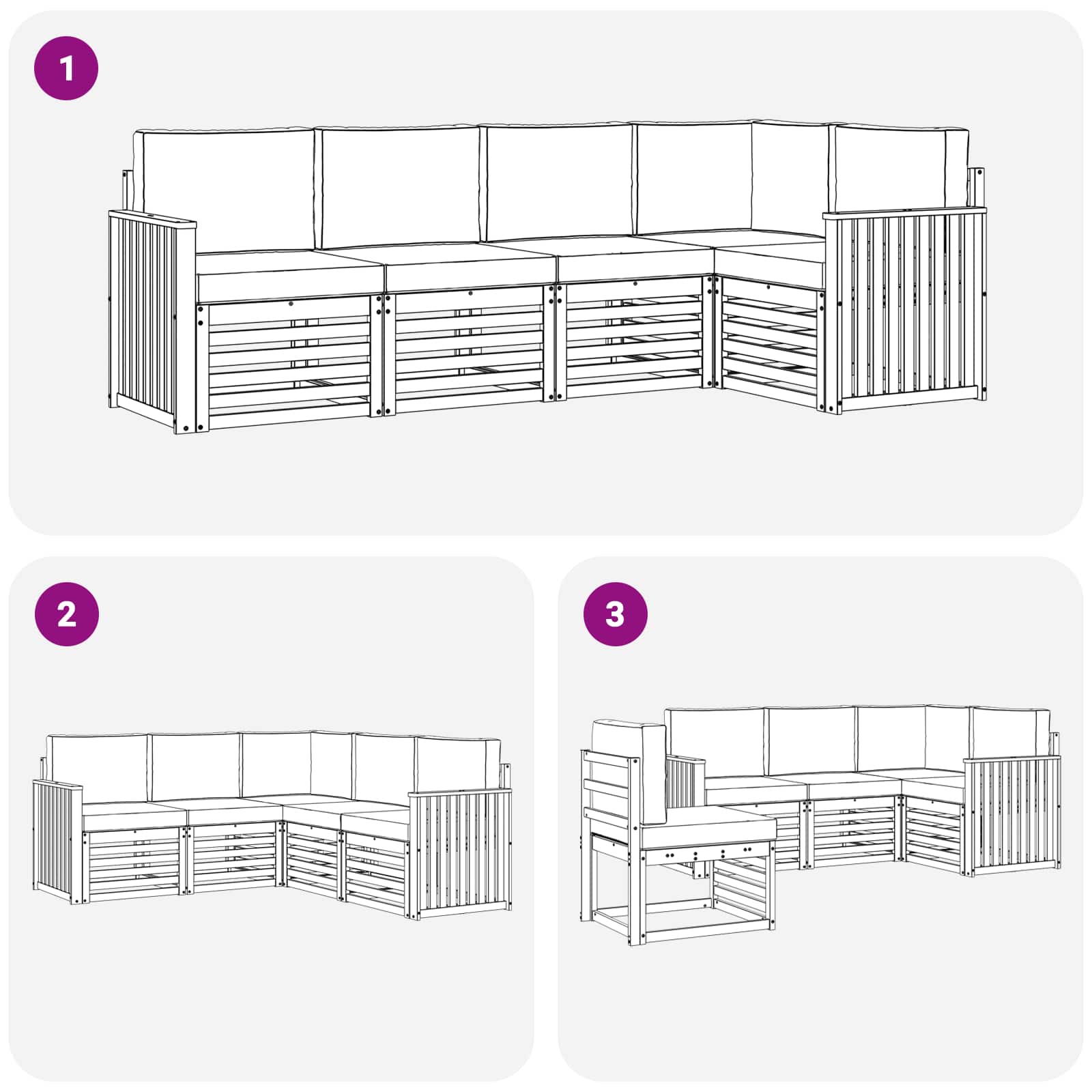 Set vanjskih sofa 5 pcs Bijela i bež 247 x 128,5 x 73 cm