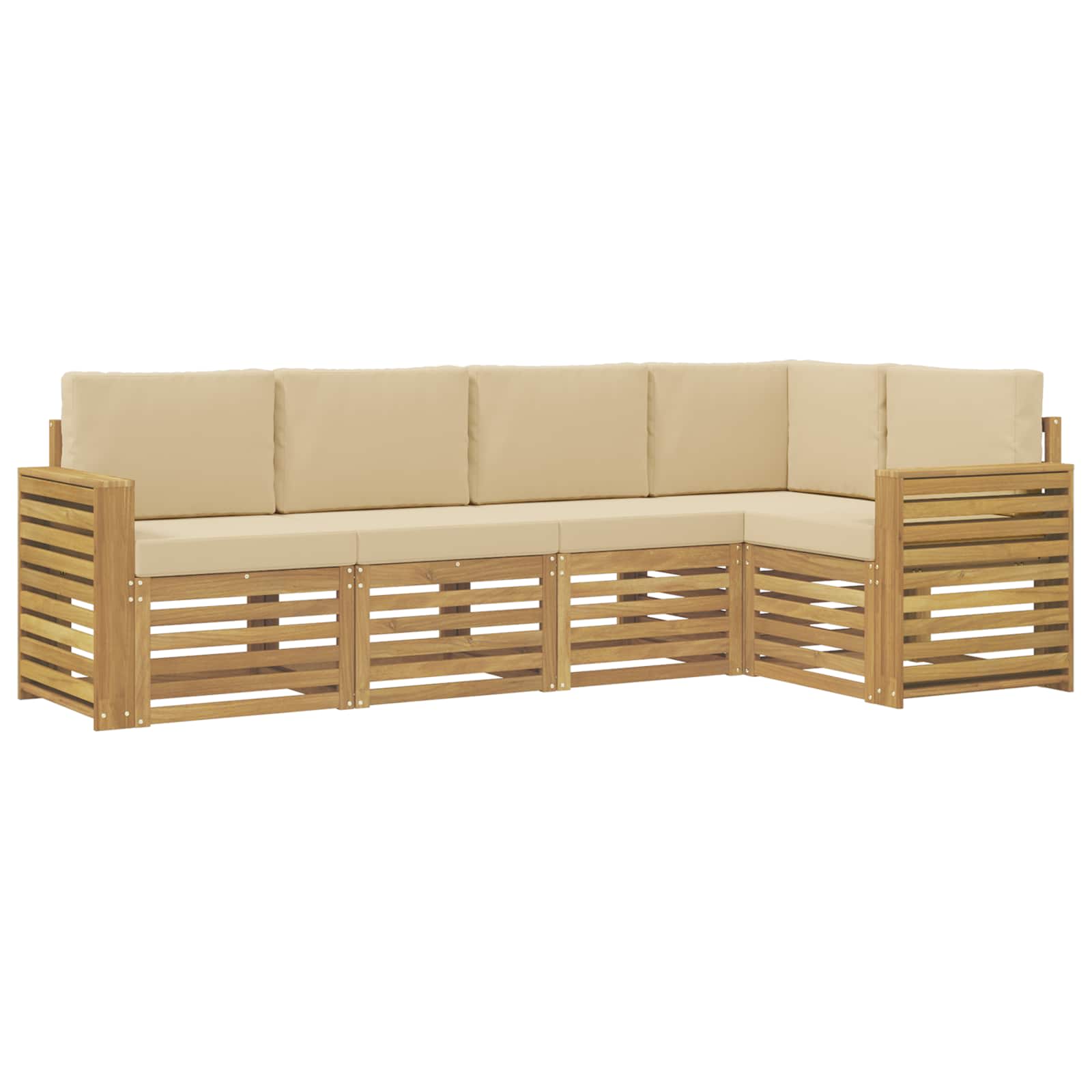 Set vanjskih sofa 5 pcs Bijela i bež 251 x 132,5 x 73 cm