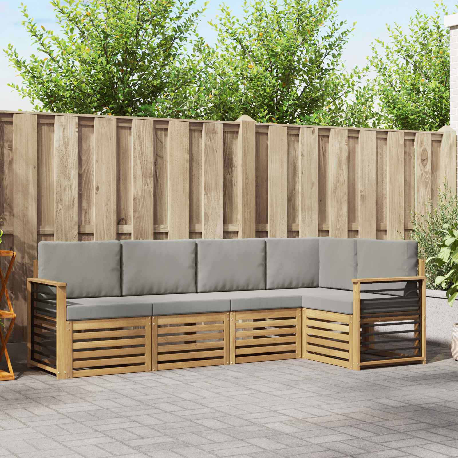 Set vanjskih sofa 5 pcs Bijela i svjetlosiva