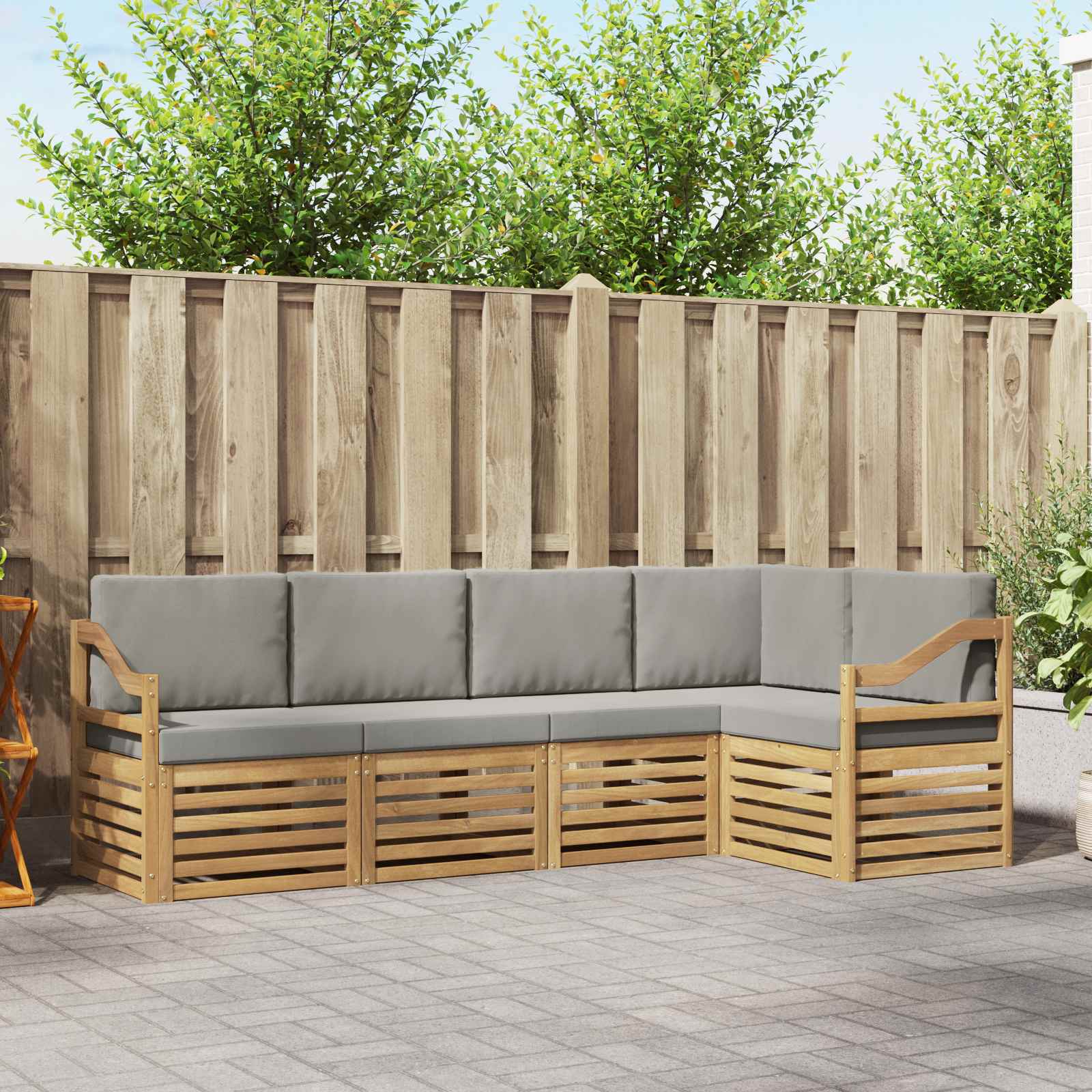 Set vanjskih sofa 5 pcs Bijela i svjetlosiva