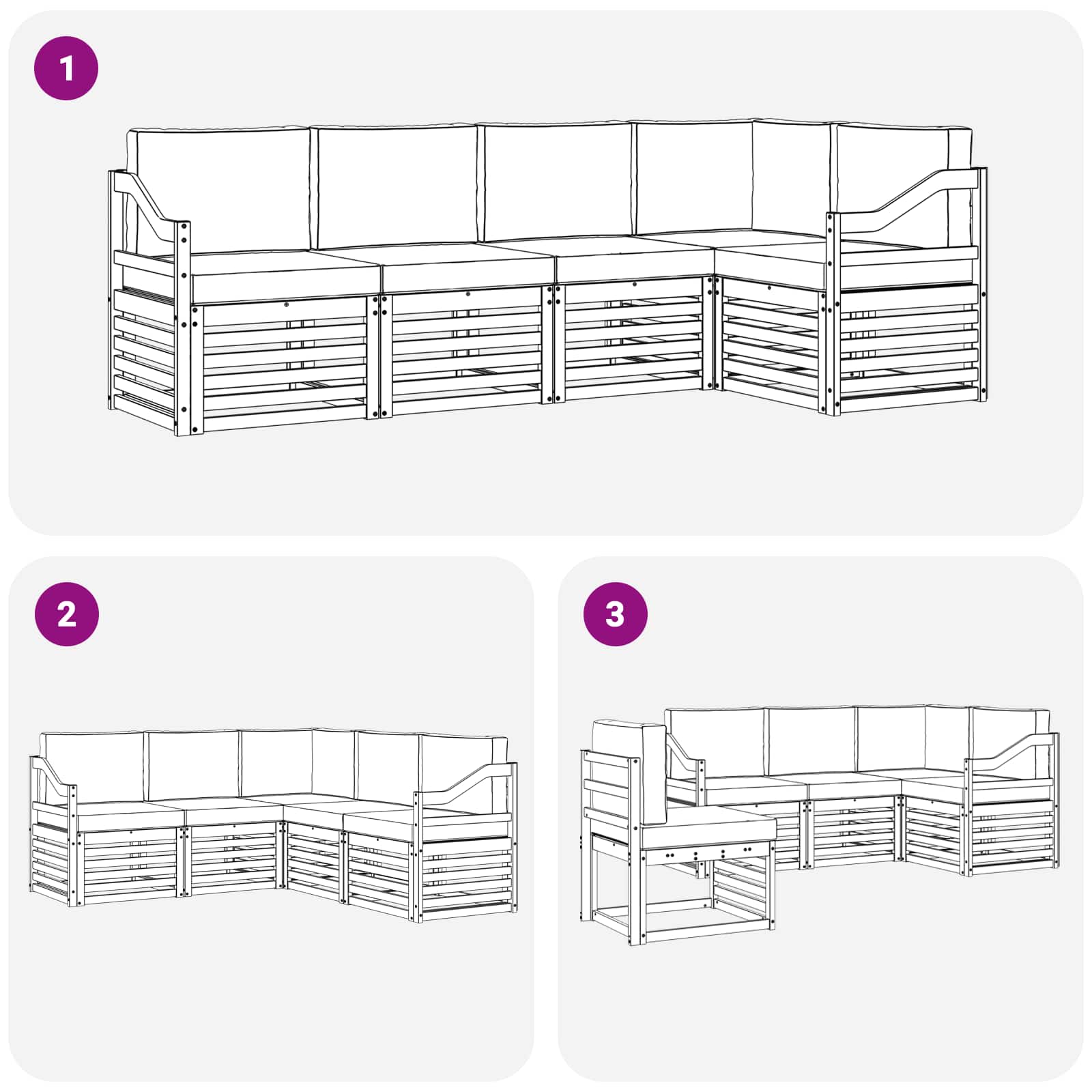 Set vanjskih sofa 5 pcs Bijela i svjetlosiva