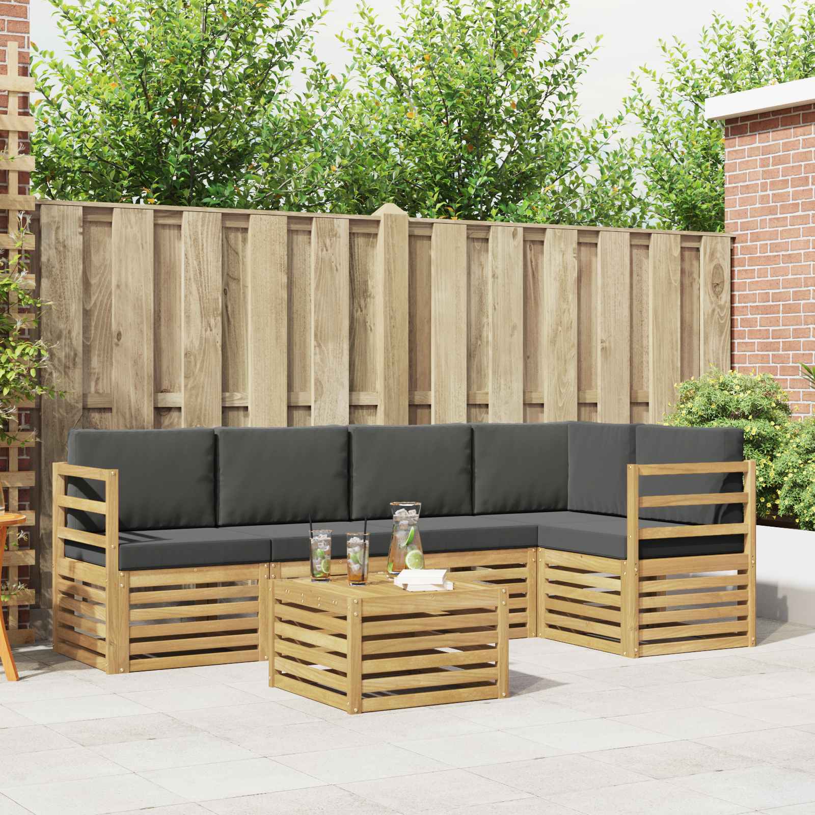 Set vanjskih sofa 6 pcs Bijela i antracit 59 x 59 x 37 cm