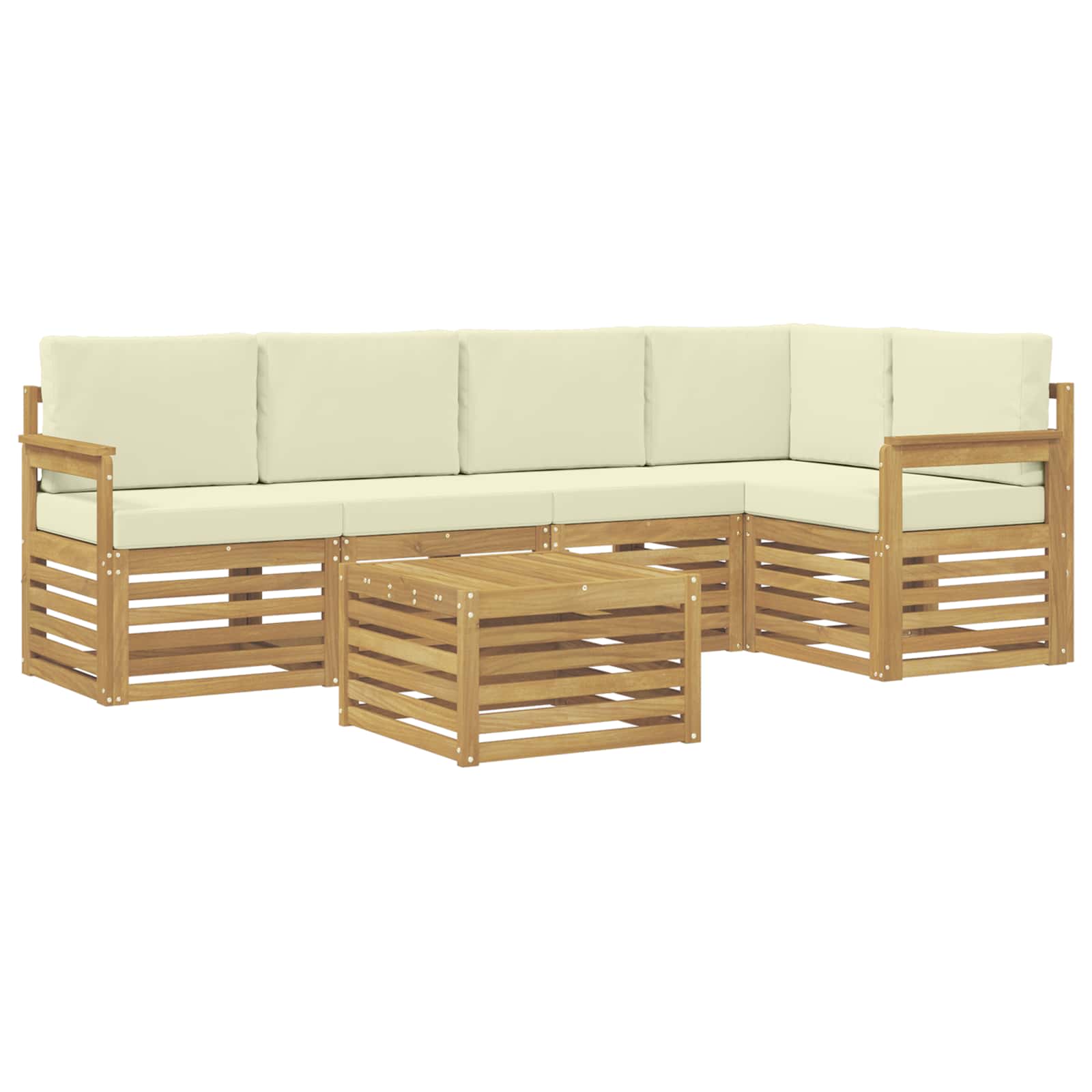 Set vanjskih sofa 6 pcs Bijela i krem 59 x 59 x 37 cm Poliester