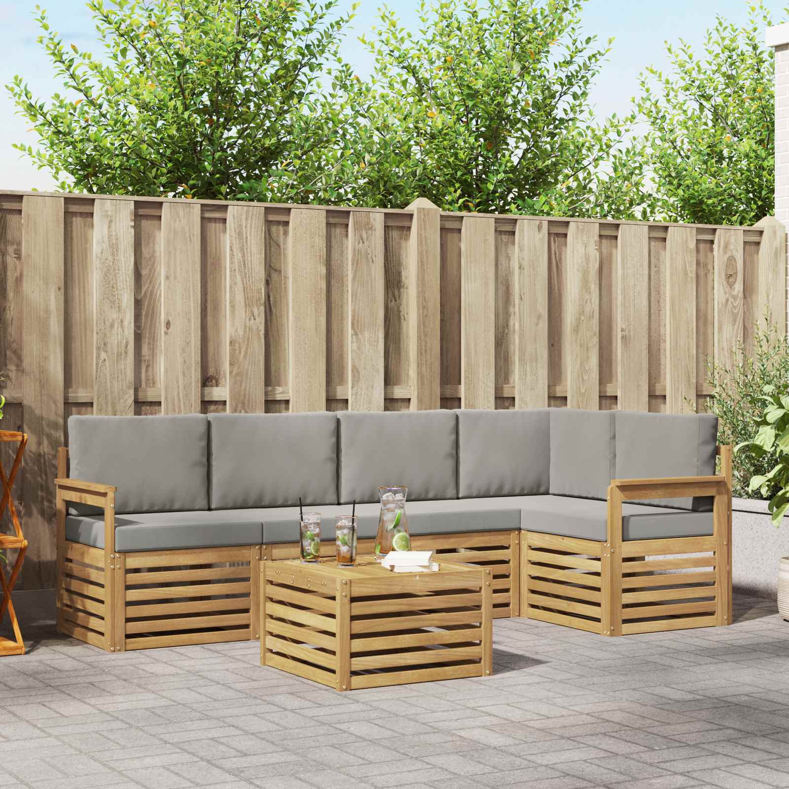 Set vanjskih sofa 6 pcs Bijela i svjetlosiva 59 x 59 x 37 cm