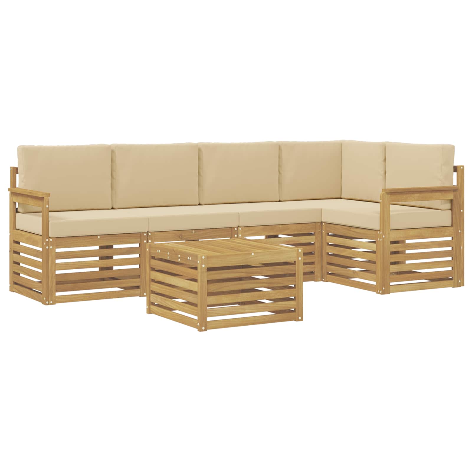 Set vanjskih sofa 6 pcs Bijela i bež 59 x 59 x 37 cm Poliester
