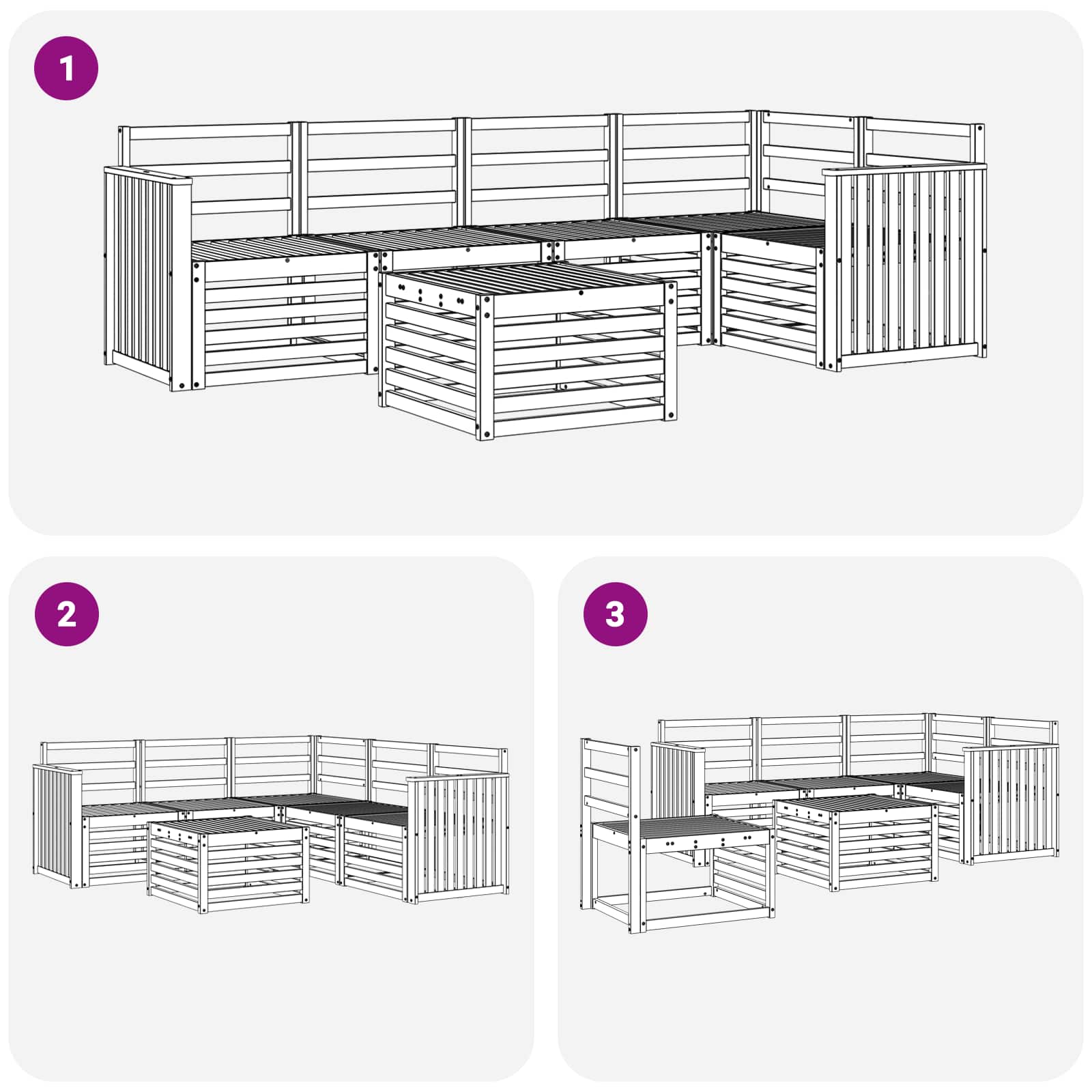 Set vanjskih sofa 6 pcs Bijela 59 x 59 x 37 cm