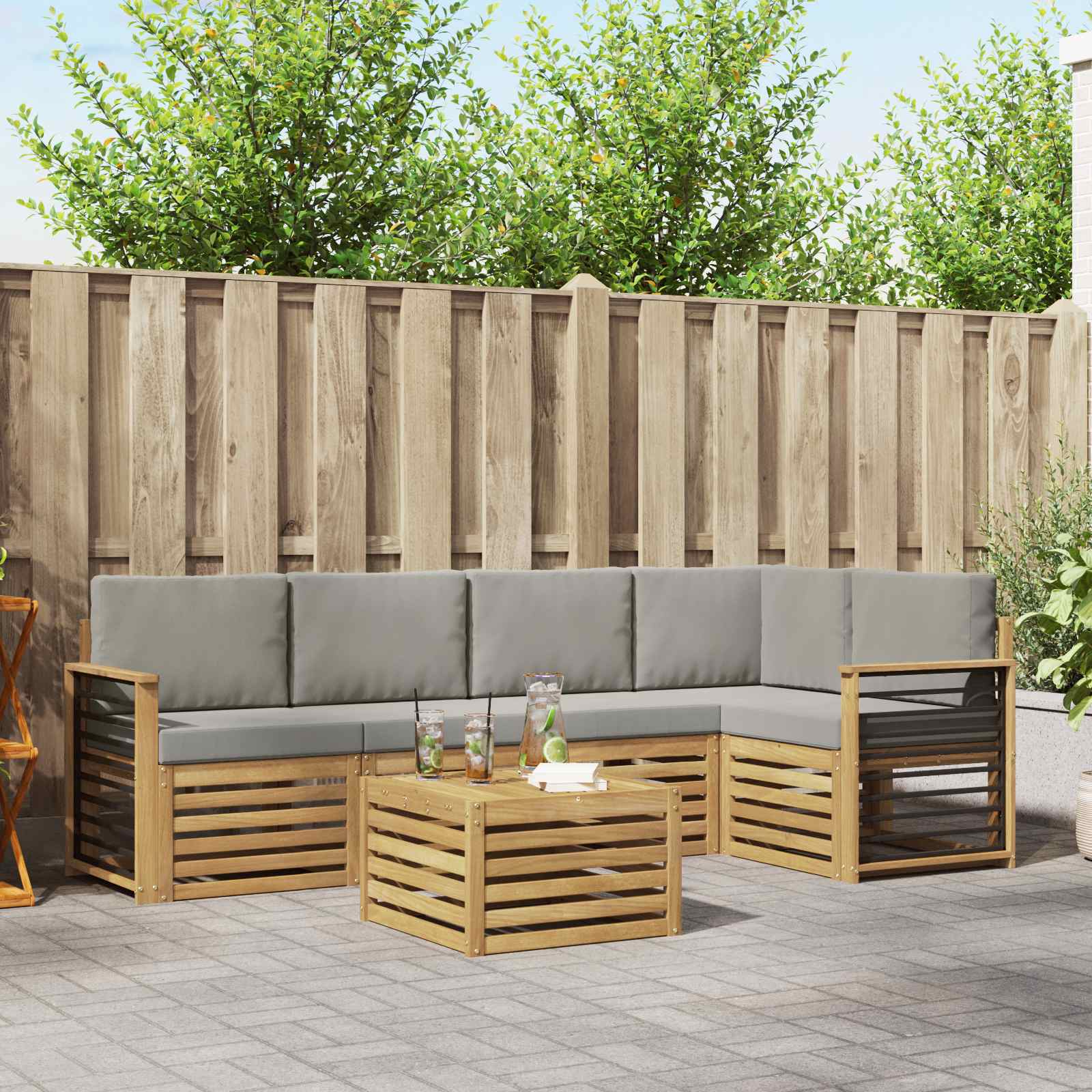 Set vanjskih sofa 6 pcs Bijela i svjetlosiva 59 x 59 x 37 cm