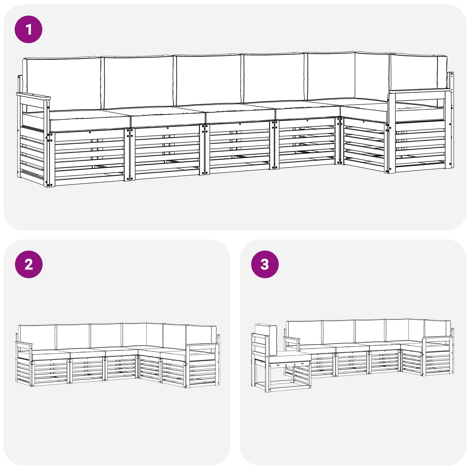 Set vanjskih sofa 6 pcs Bijela i svjetlosiva