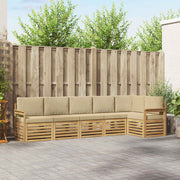 Set vanjskih sofa 6 pcs Bijela i bež 306 x 128,5 x 73 cm