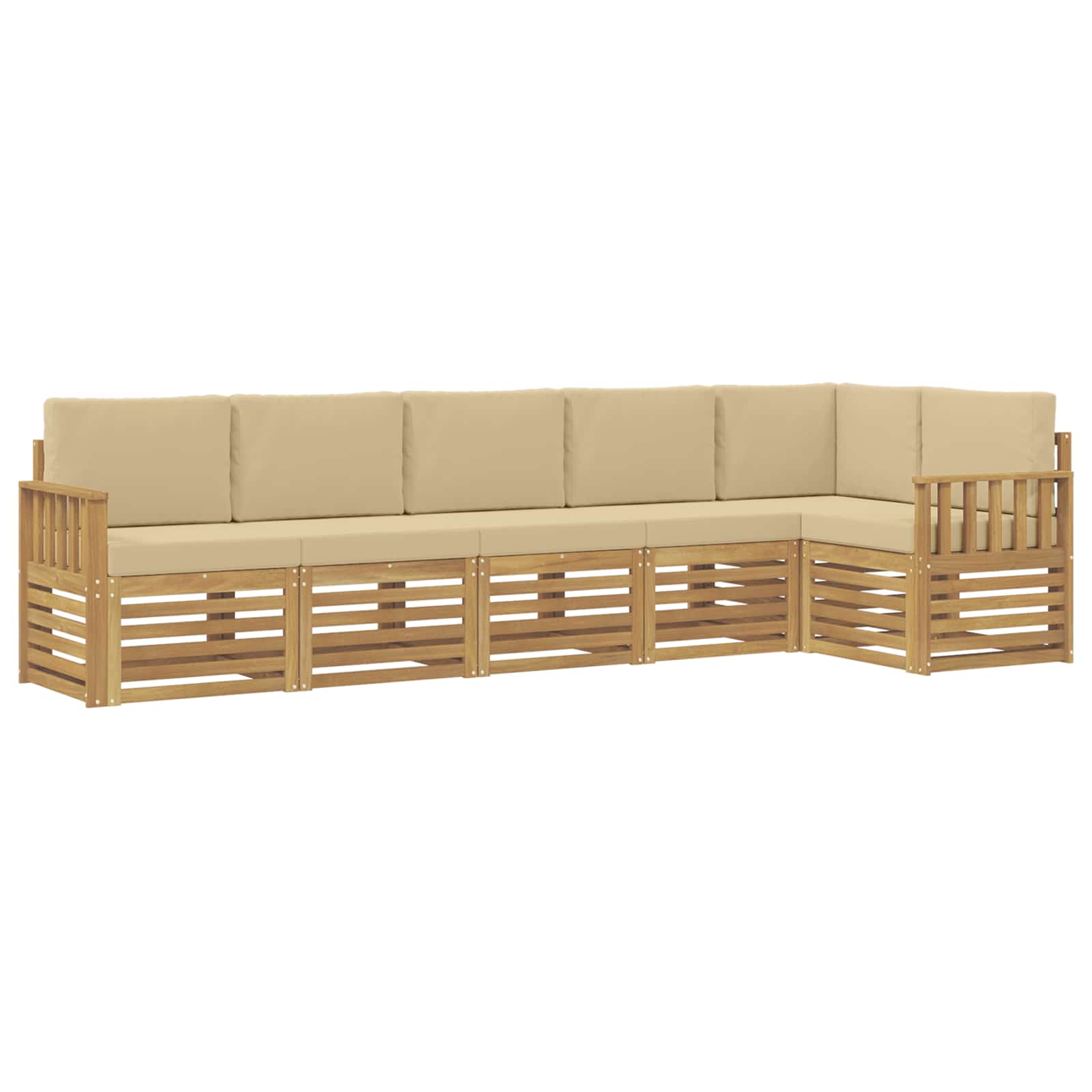 Set vanjskih sofa 6 pcs Bijela i bež 306 x 128,5 x 73 cm