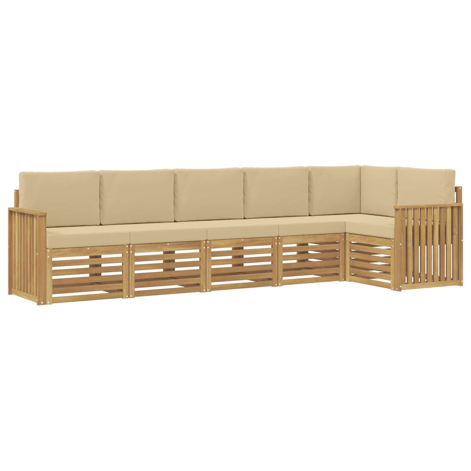 Set vanjskih sofa 6 pcs Bijela i bež 306 x 128,5 x 73 cm