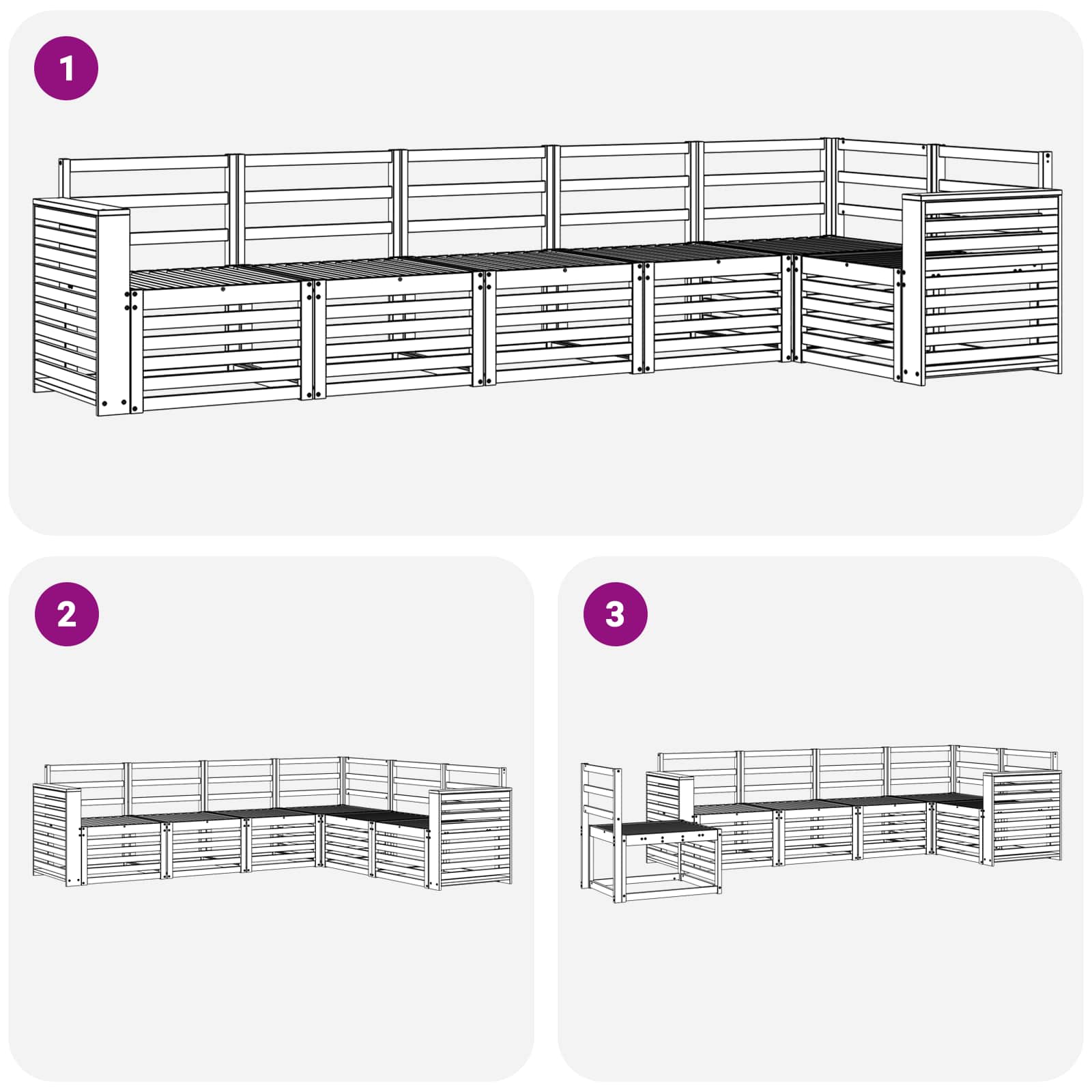 Set vanjskih sofa 6 pcs Bijela 310 x 132,5 x 73 cm