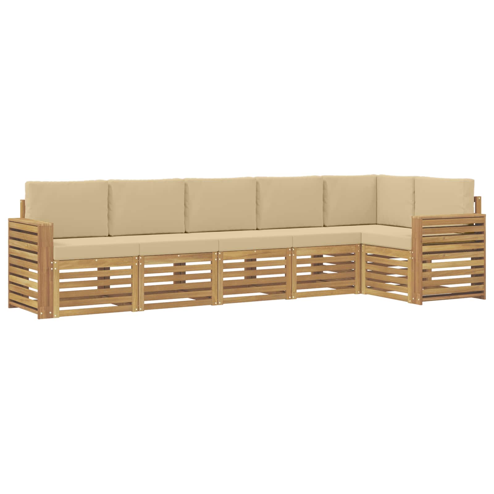 Set vanjskih sofa 6 pcs Bijela i bež 310 x 132,5 x 73 cm