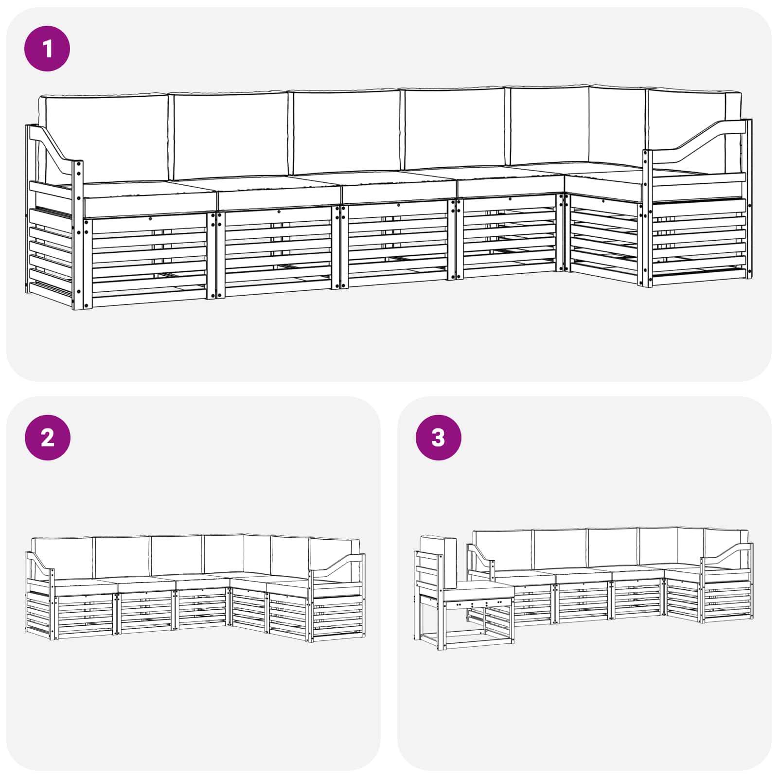 Set vanjskih sofa 6 pcs Bijela i bež 304 x 126,5 x 73 cm