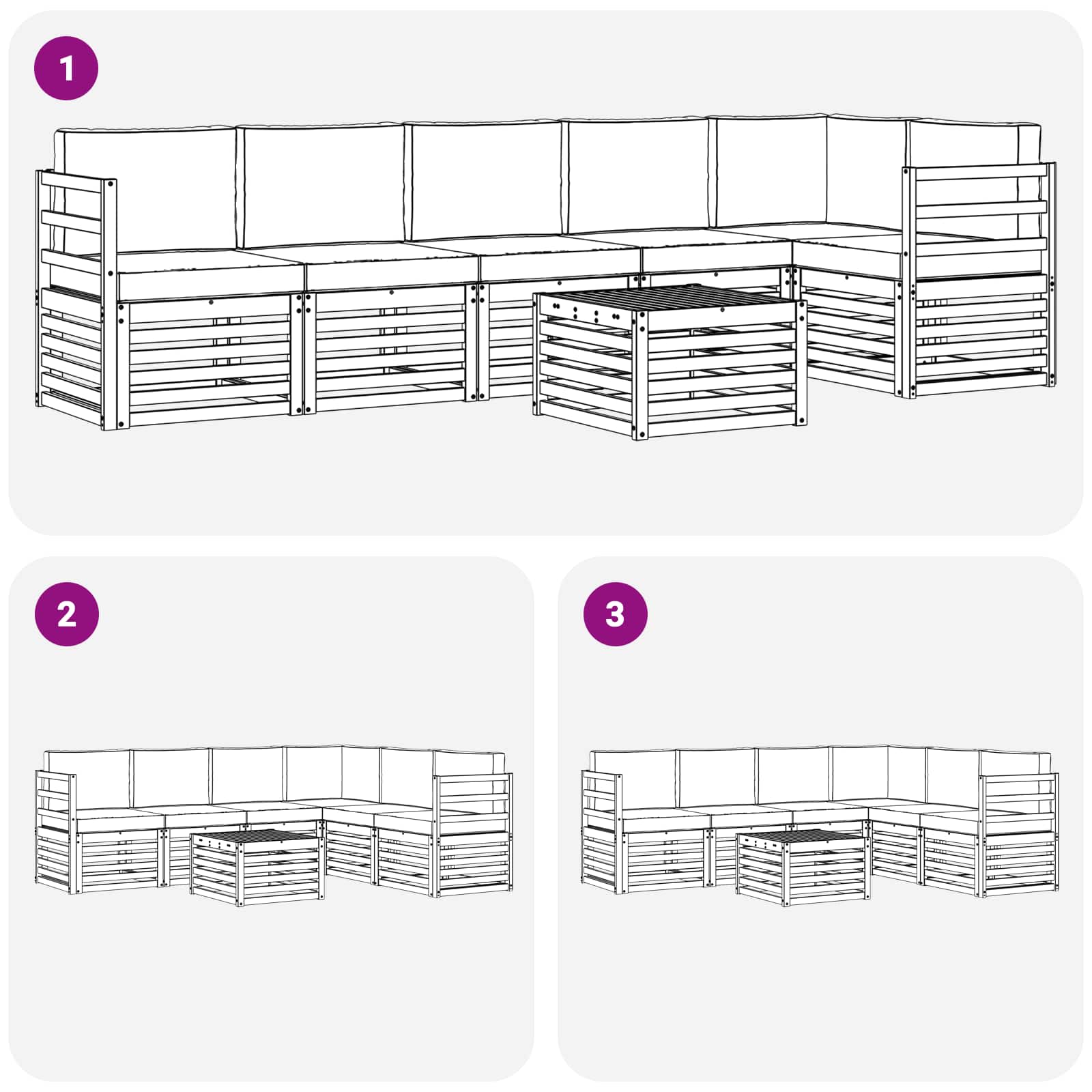 Set vanjskih sofa 7 pcs Bijela i antracit 59 x 59 x 37 cm
