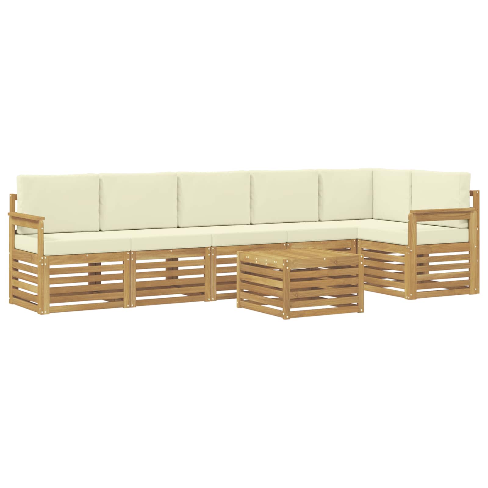 Set vanjskih sofa 7 pcs Bijela i krem 59 x 59 x 37 cm Poliester