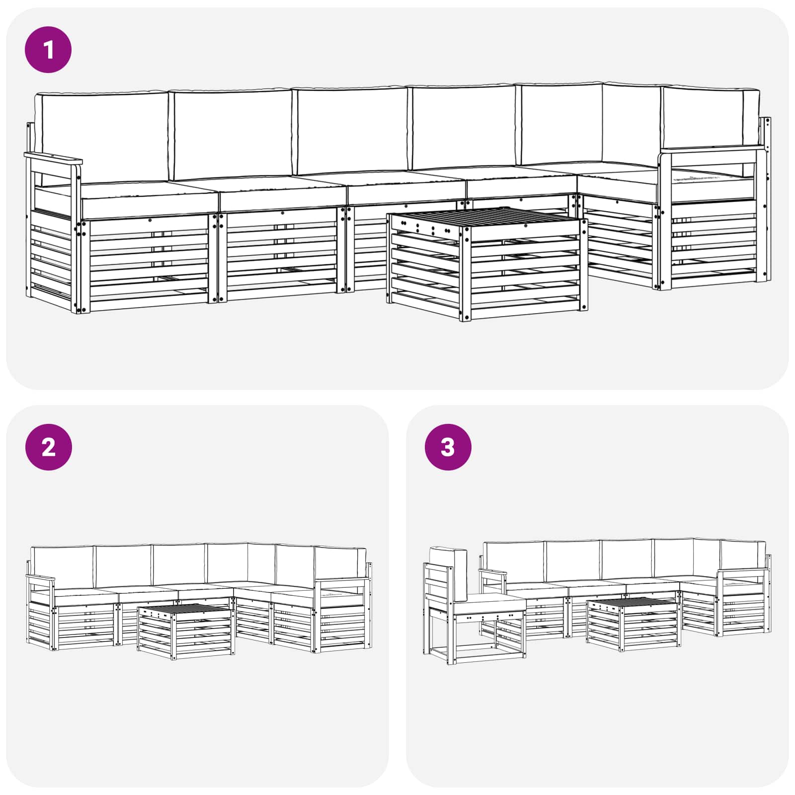 Set vanjskih sofa 7 pcs Bijela i krem 59 x 59 x 37 cm Poliester