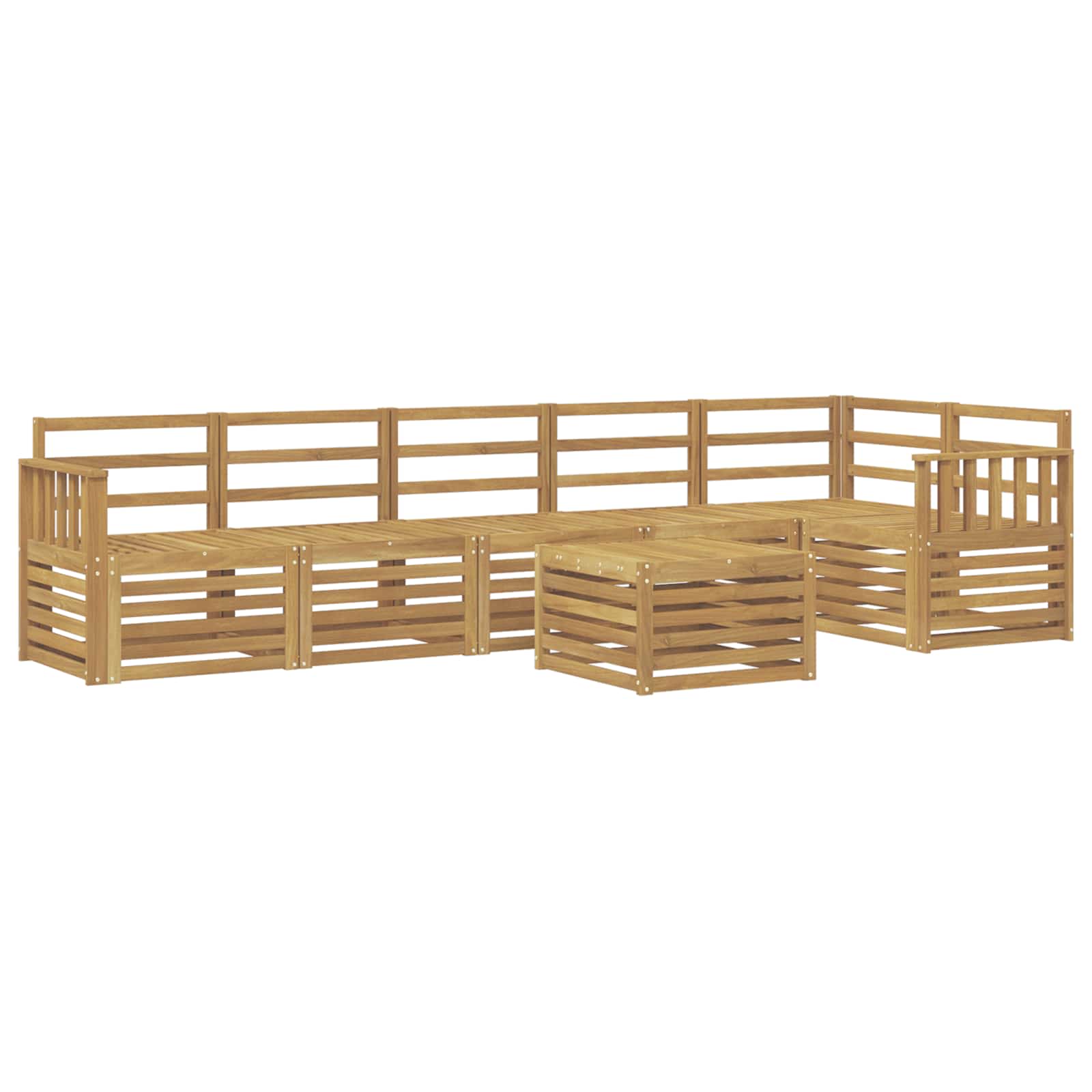 Set vanjskih sofa 7 kom. Bijela Čvrsto drvo akacije