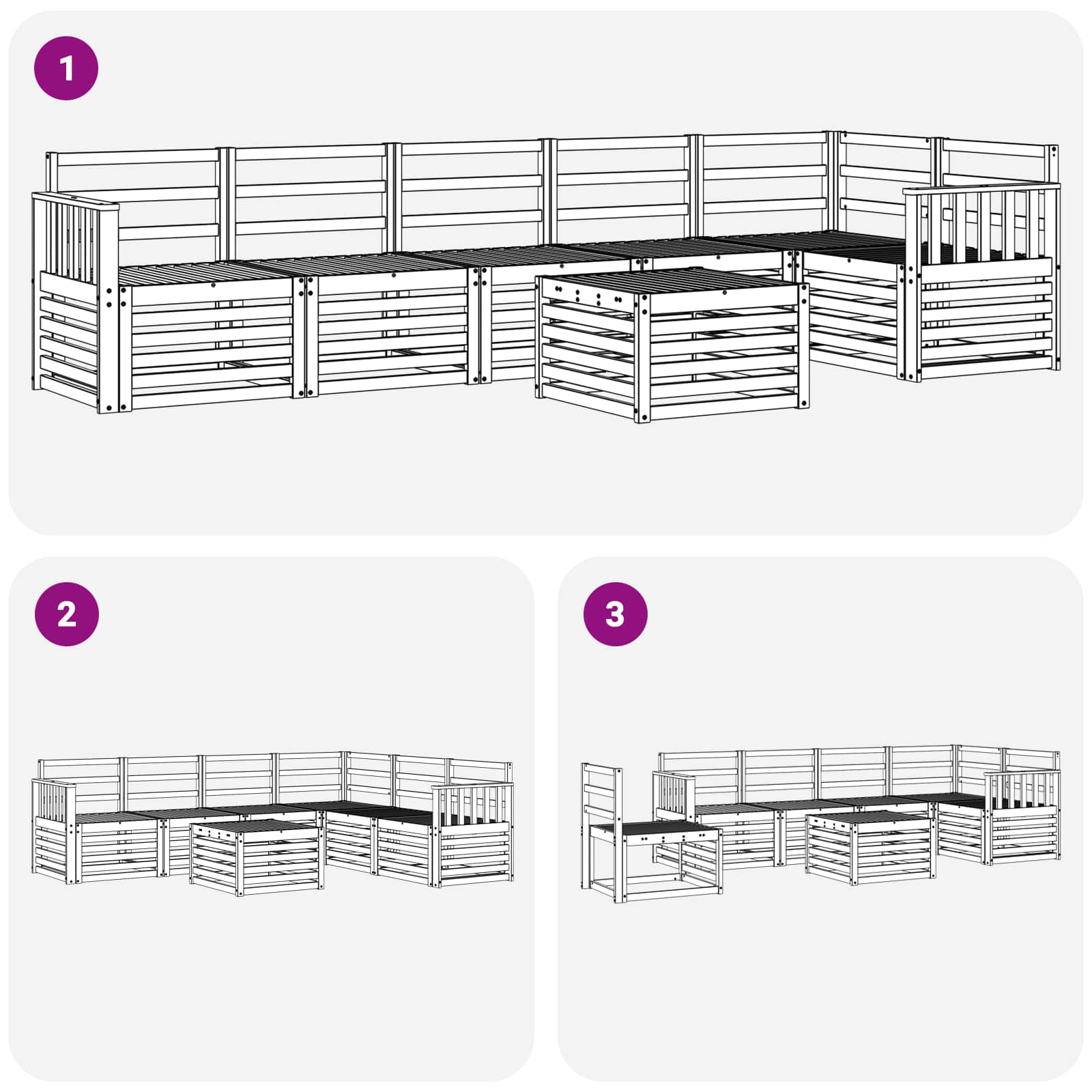 Set vanjskih sofa 7 kom. Bijela Čvrsto drvo akacije
