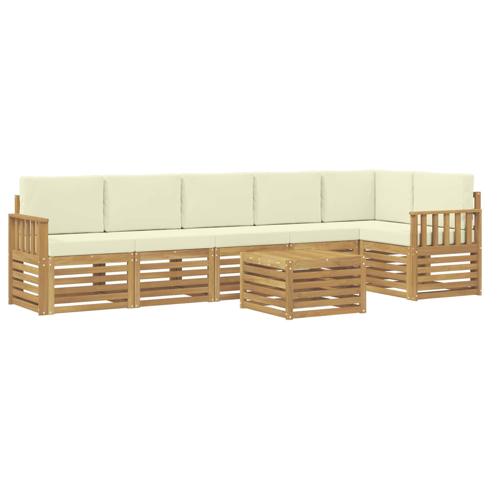 Set vanjskih sofa 7 pcs Bijela i krem 59 x 59 x 37 cm Poliester
