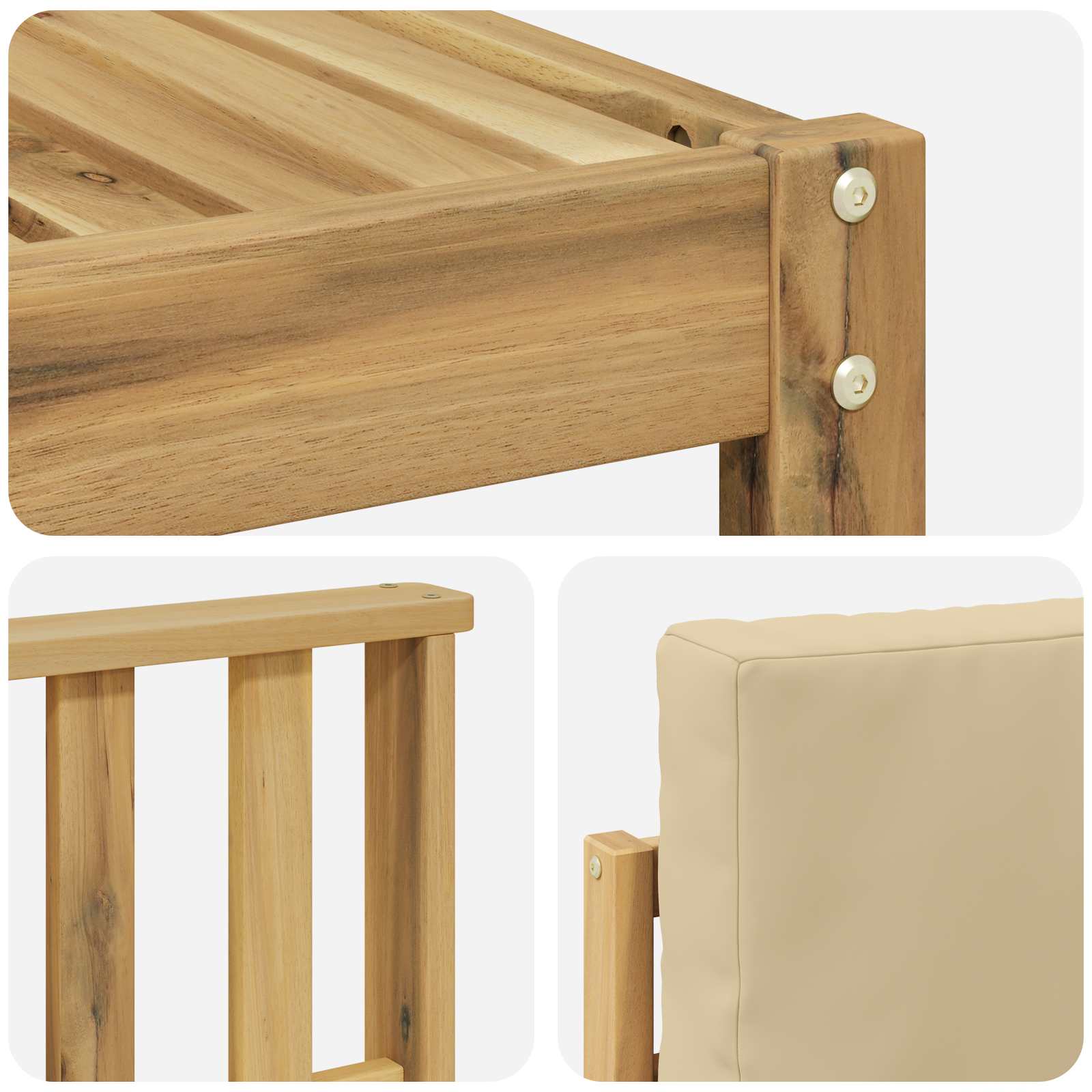 Set vanjskih sofa 7 pcs Bijela i bež 59 x 59 x 37 cm Poliester
