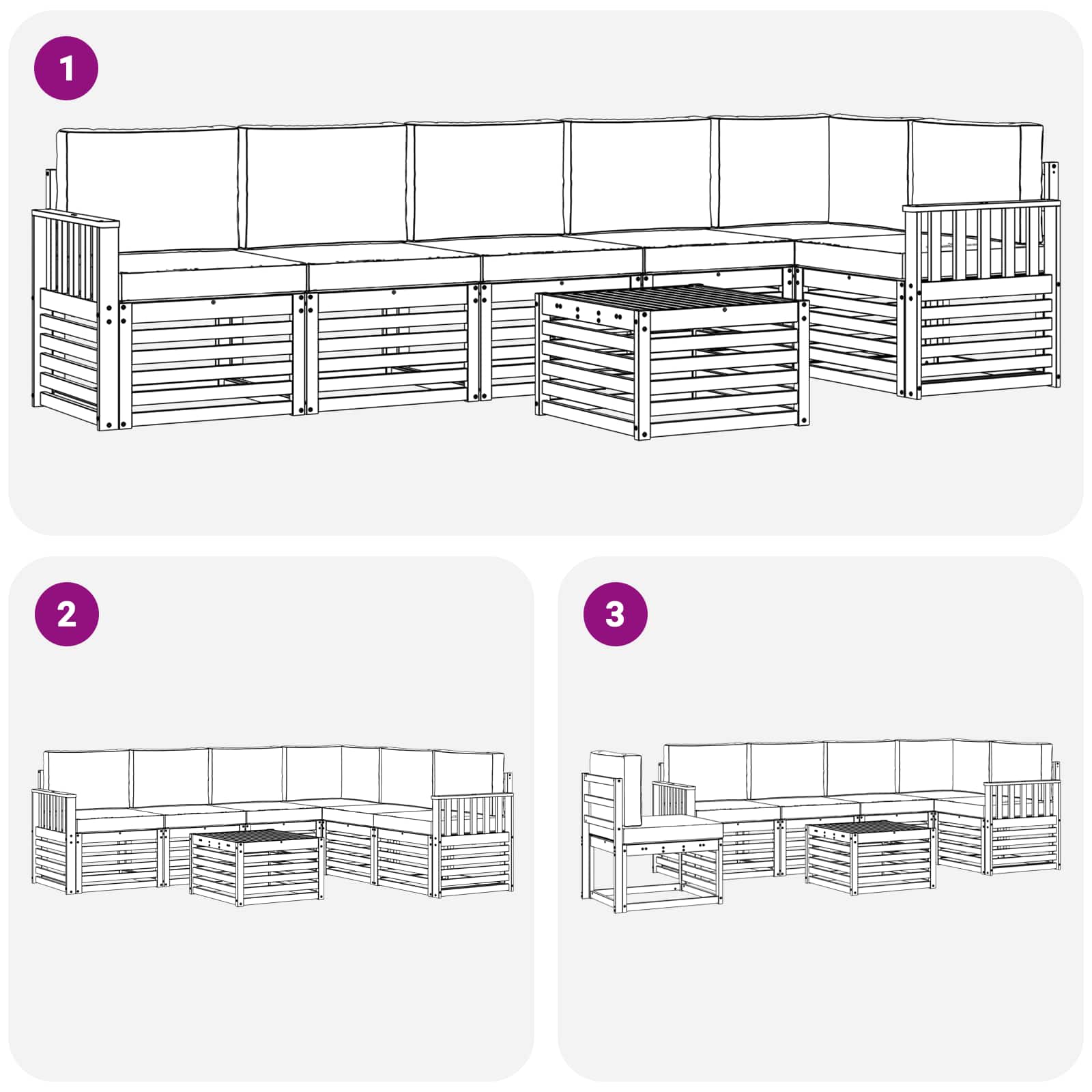 Set vanjskih sofa 7 pcs Bijela i bež 59 x 59 x 37 cm Poliester