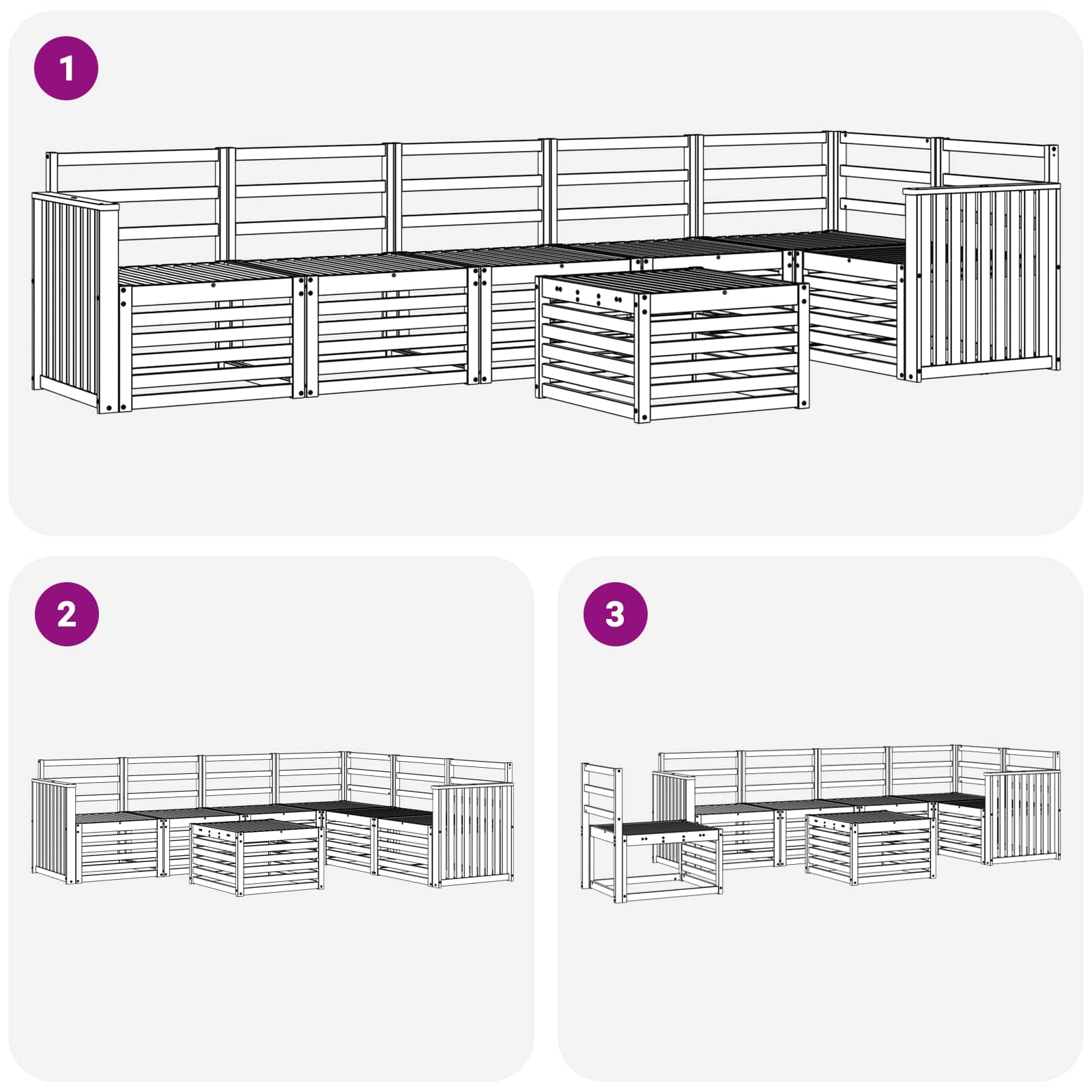 Set vanjskih sofa 7 pcs Bijela 59 x 59 x 37 cm