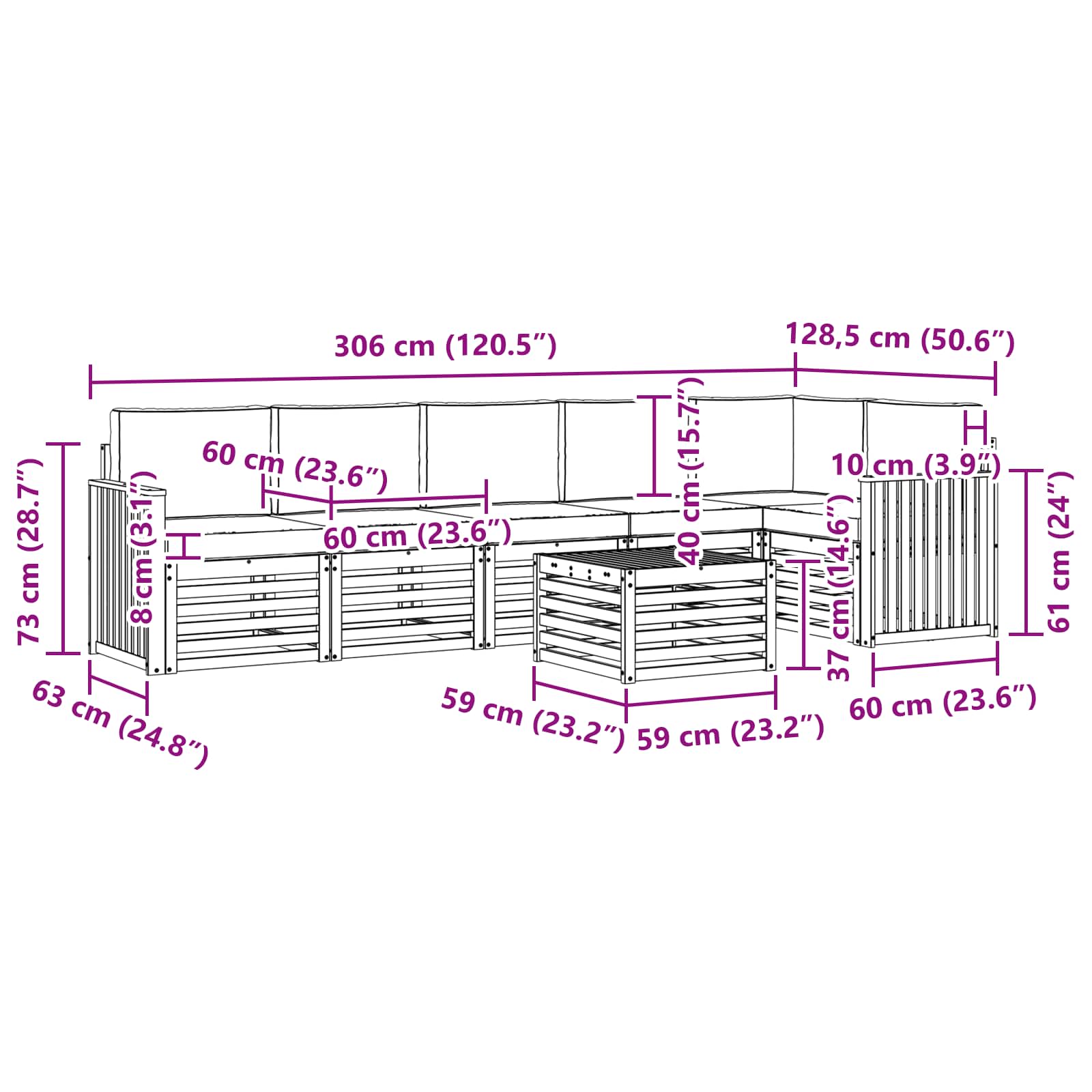 Set vanjskih sofa 7 pcs Bijela i krem 59 x 59 x 37 cm Poliester