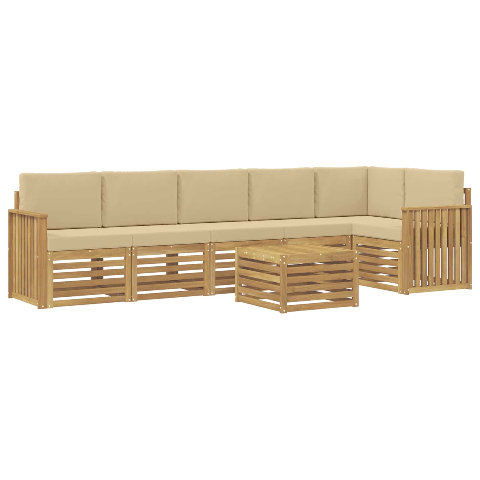 Set vanjskih sofa 7 pcs Bijela i bež 59 x 59 x 37 cm Poliester
