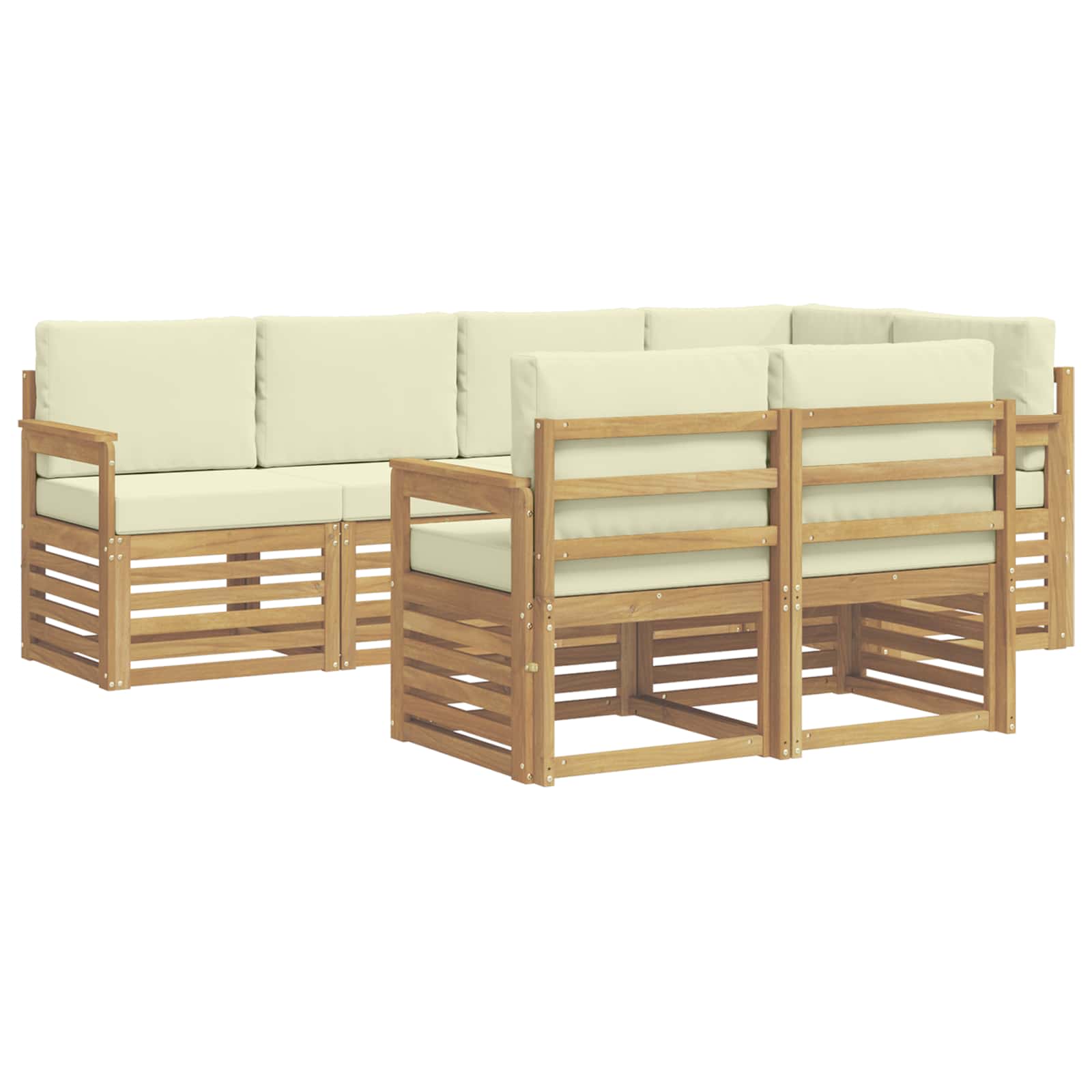 Set vanjskih sofa 7 pcs Bijela i krem 247 x 128,5 x 73 cm
