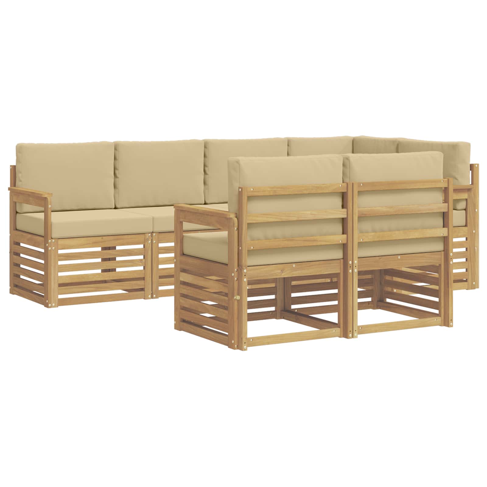 Set vanjskih sofa 7 pcs Bijela i bež 247 x 128,5 x 73 cm