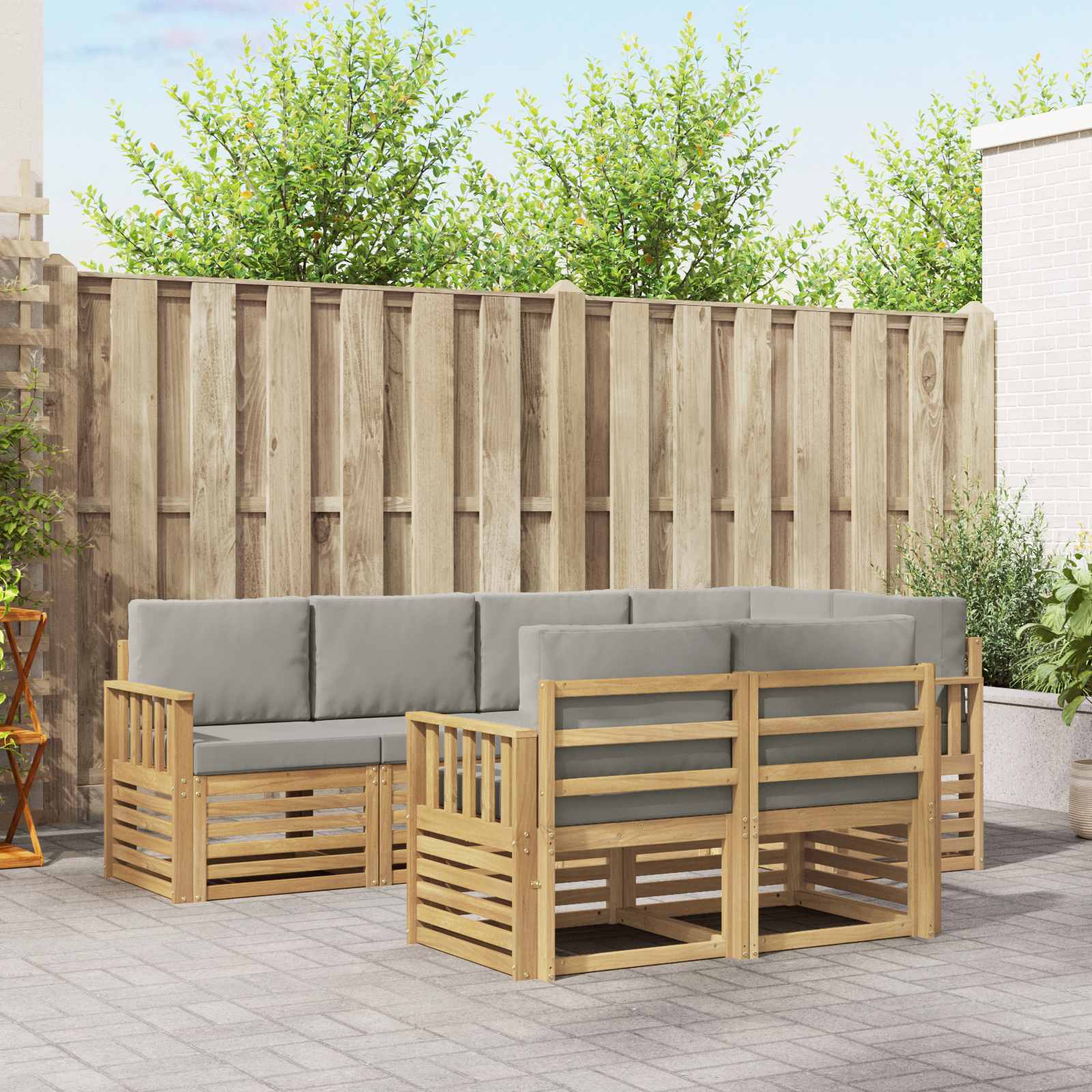 Set vanjskih sofa 7 pcs Bijela i svjetlosiva
