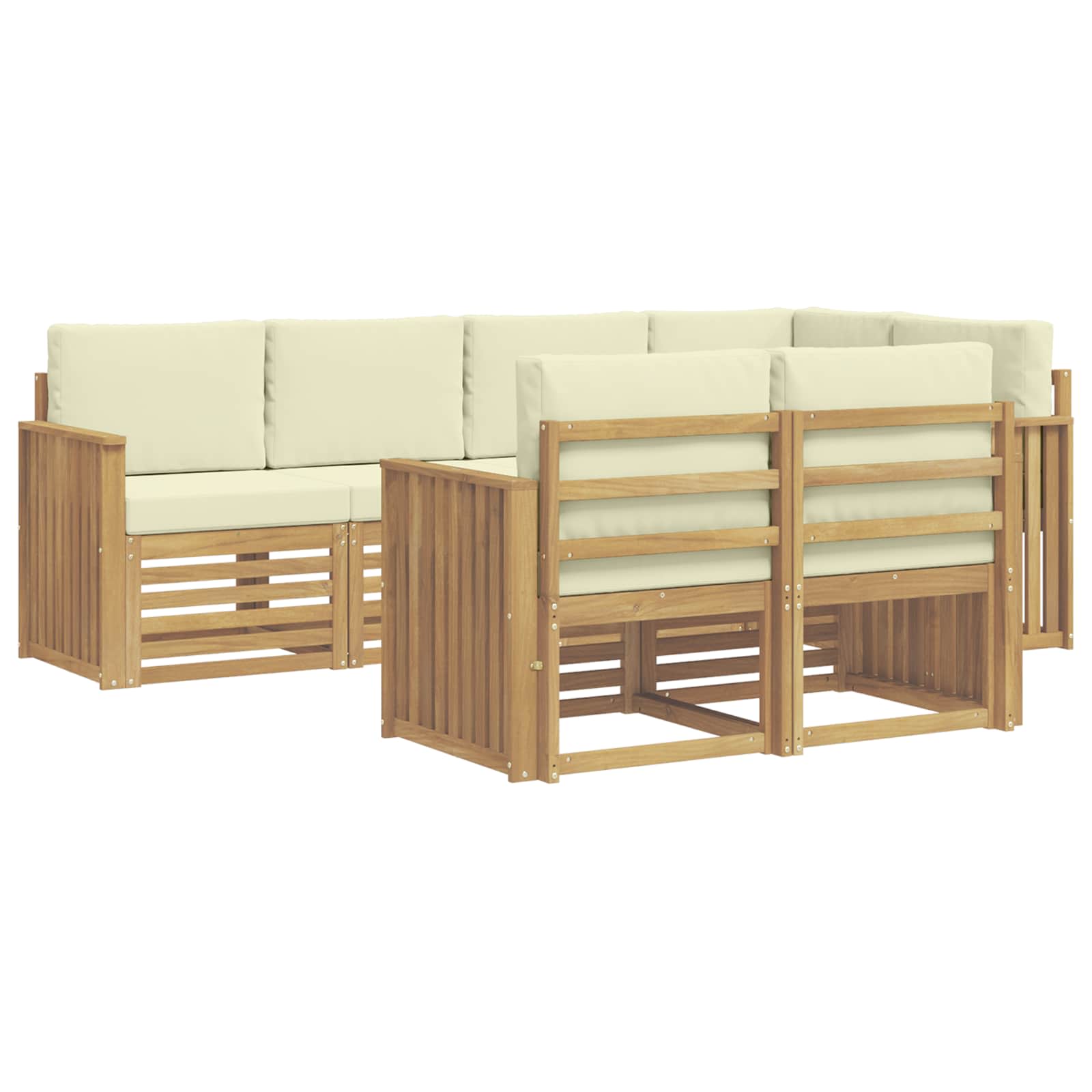 Set vanjskih sofa 7 pcs Bijela i krem 247 x 128,5 x 73 cm