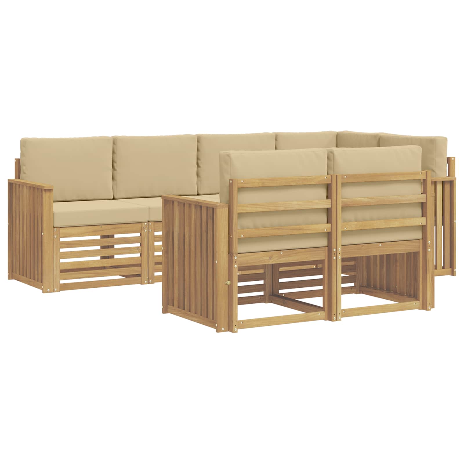 Set vanjskih sofa 7 pcs Bijela i bež 247 x 128,5 x 73 cm
