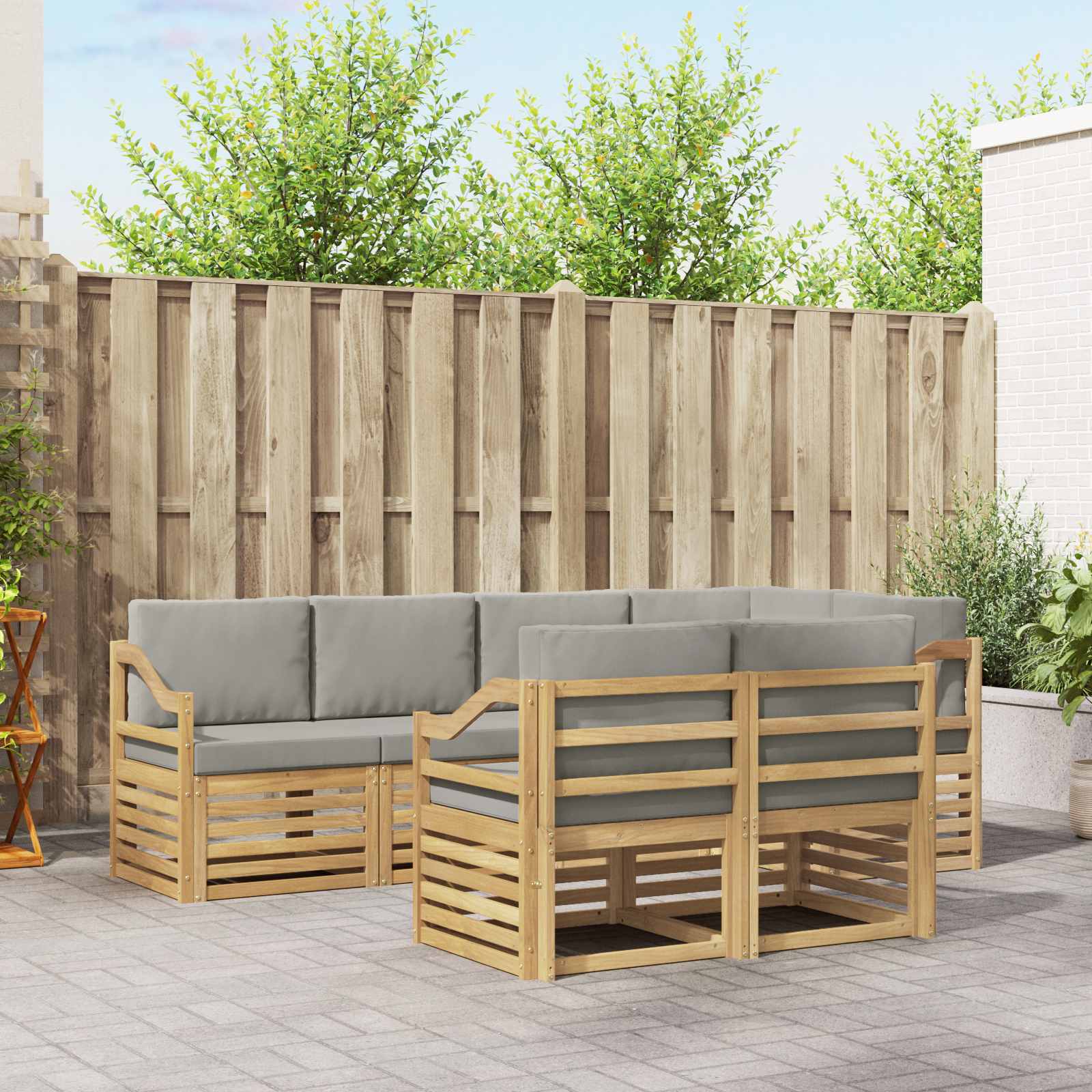 Set vanjskih sofa 7 pcs Bijela i svjetlosiva