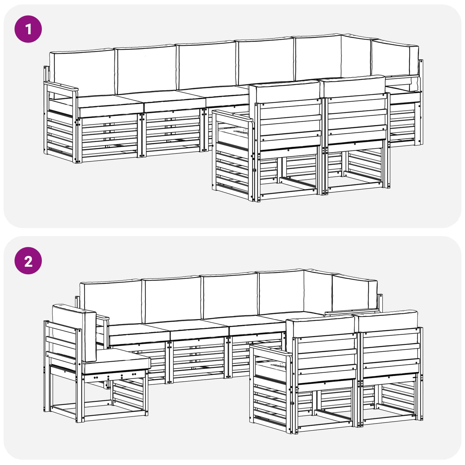 Set vanjskih sofa 8 pcs Bijela i svjetlosiva