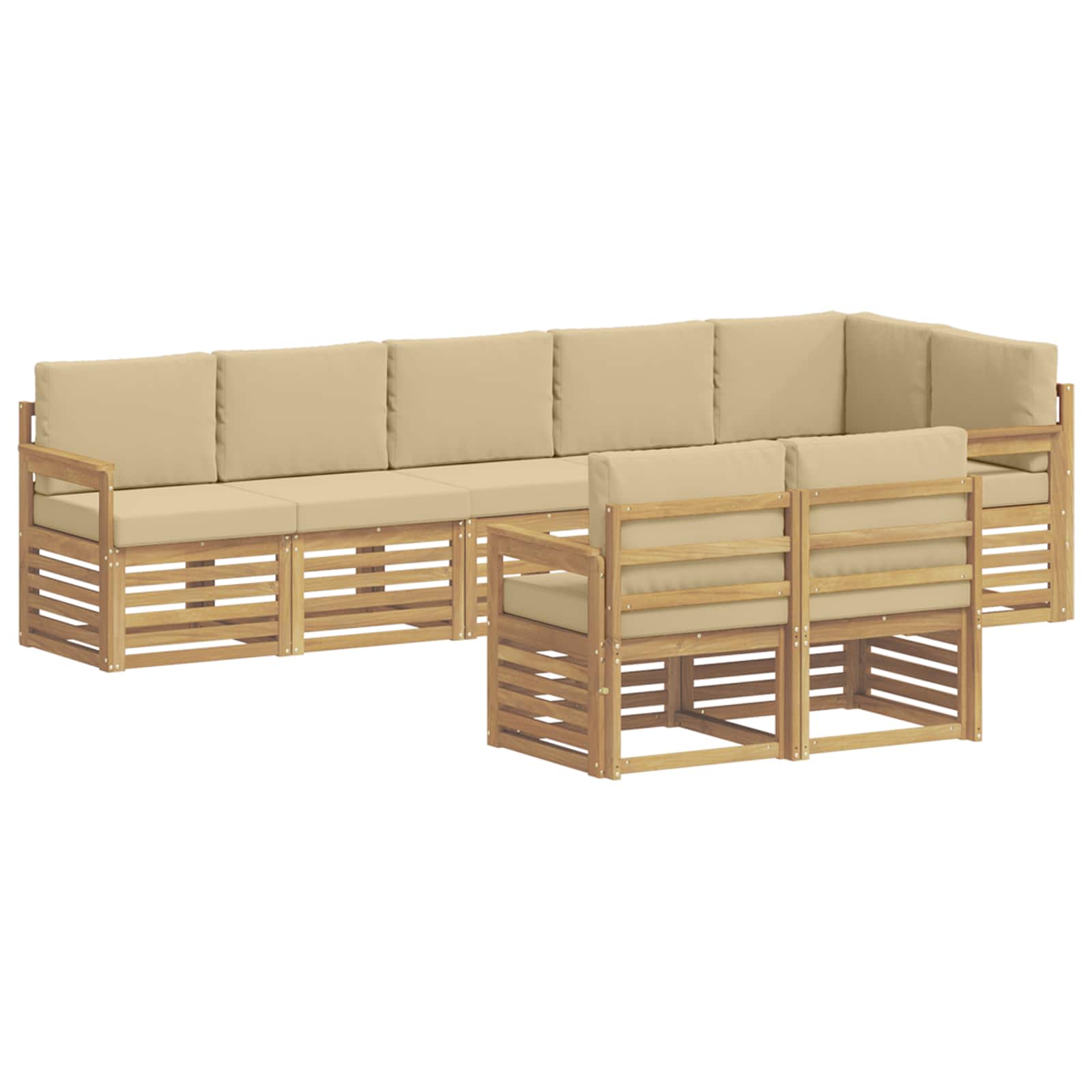 Set vanjskih sofa 8 pcs Bijela i bež 306 x 128,5 x 73 cm