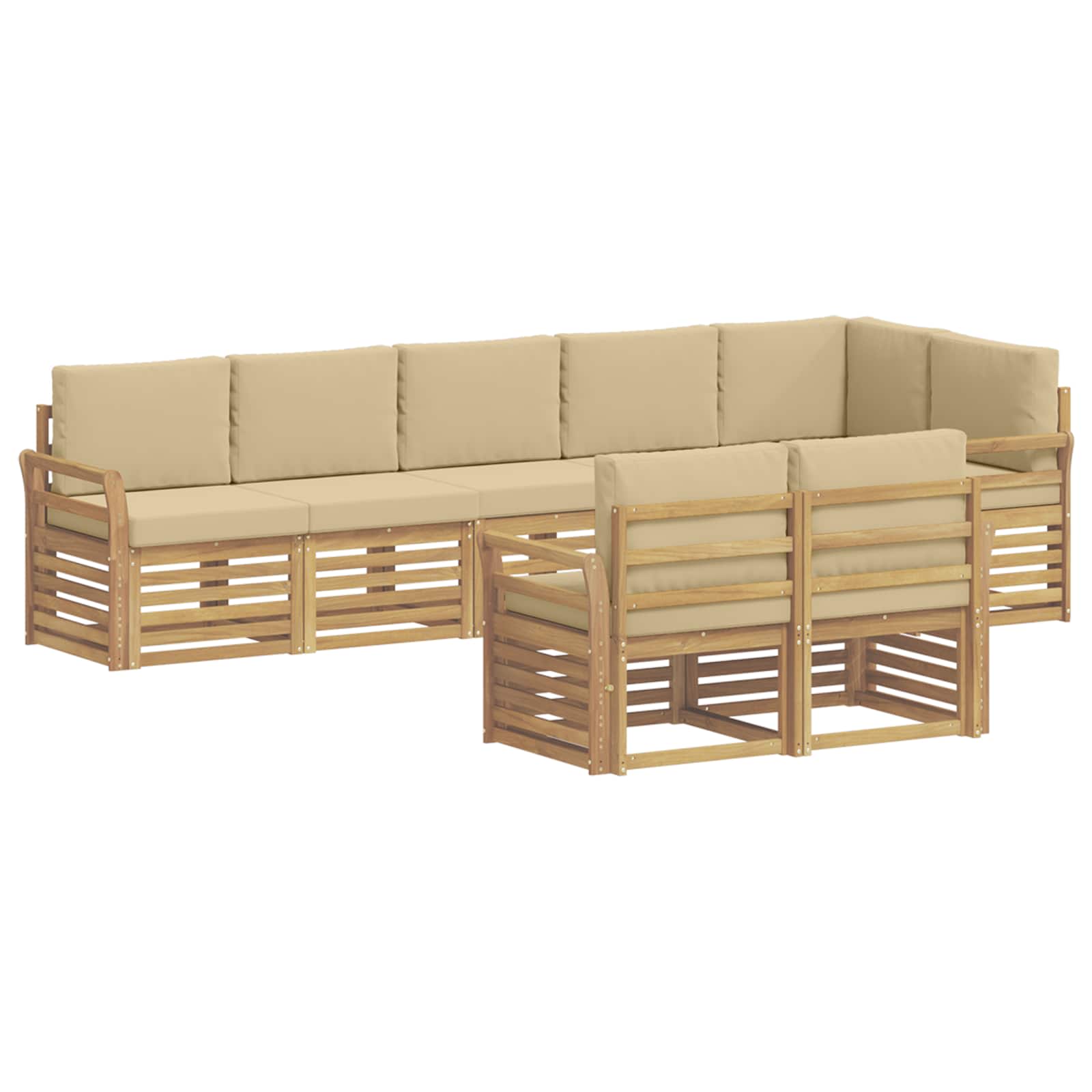Set vanjskih sofa 8 pcs Bijela i bež 308 x 130,5 x 73 cm