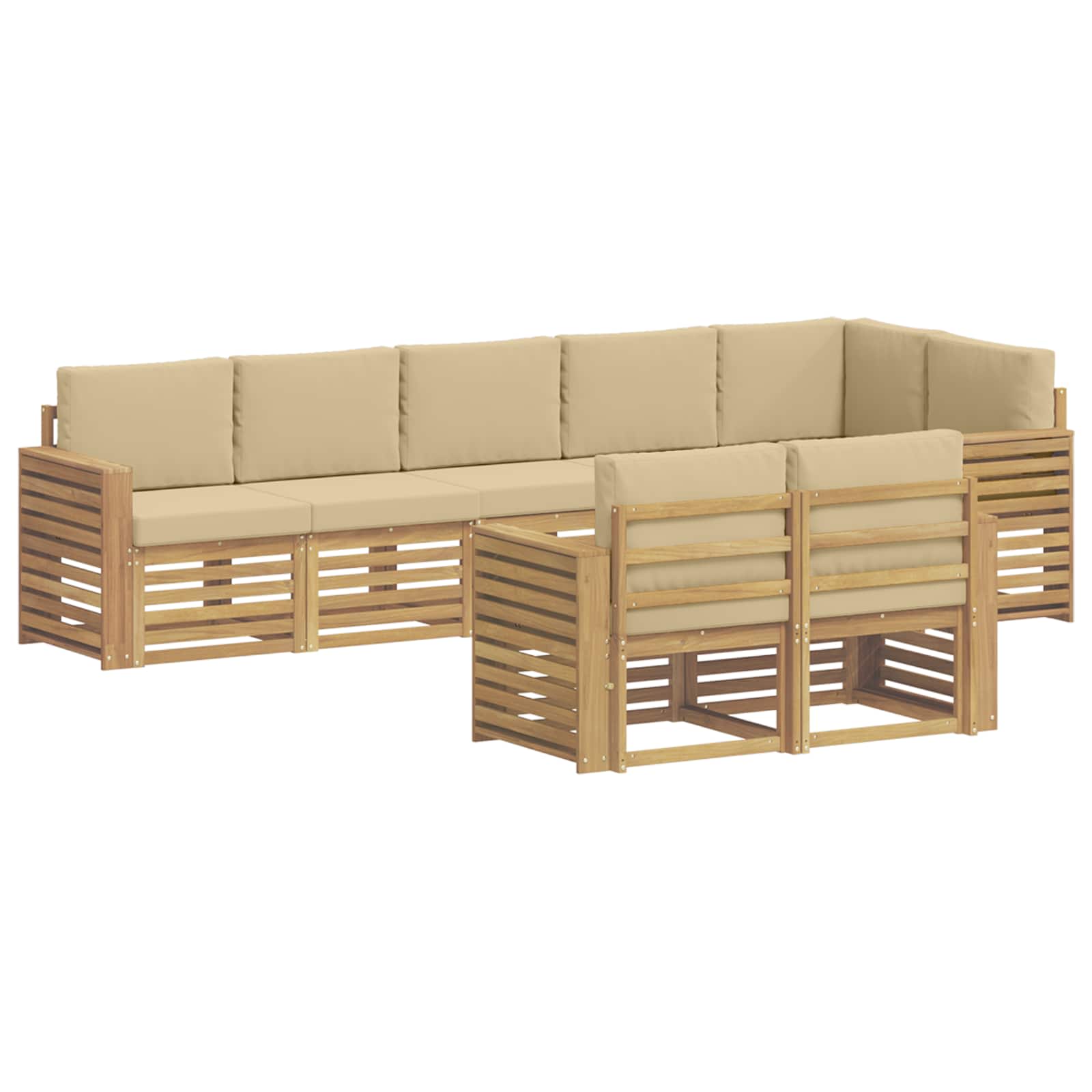 Set vanjskih sofa 8 pcs Bijela i bež 310 x 132,5 x 73 cm