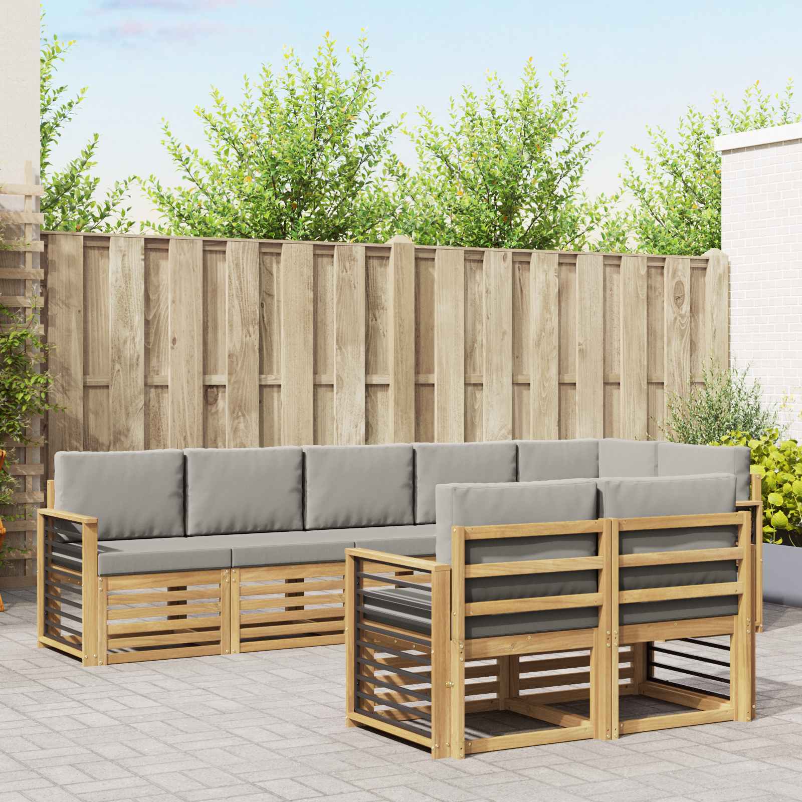 Set vanjskih sofa 8 pcs Bijela i svjetlosiva