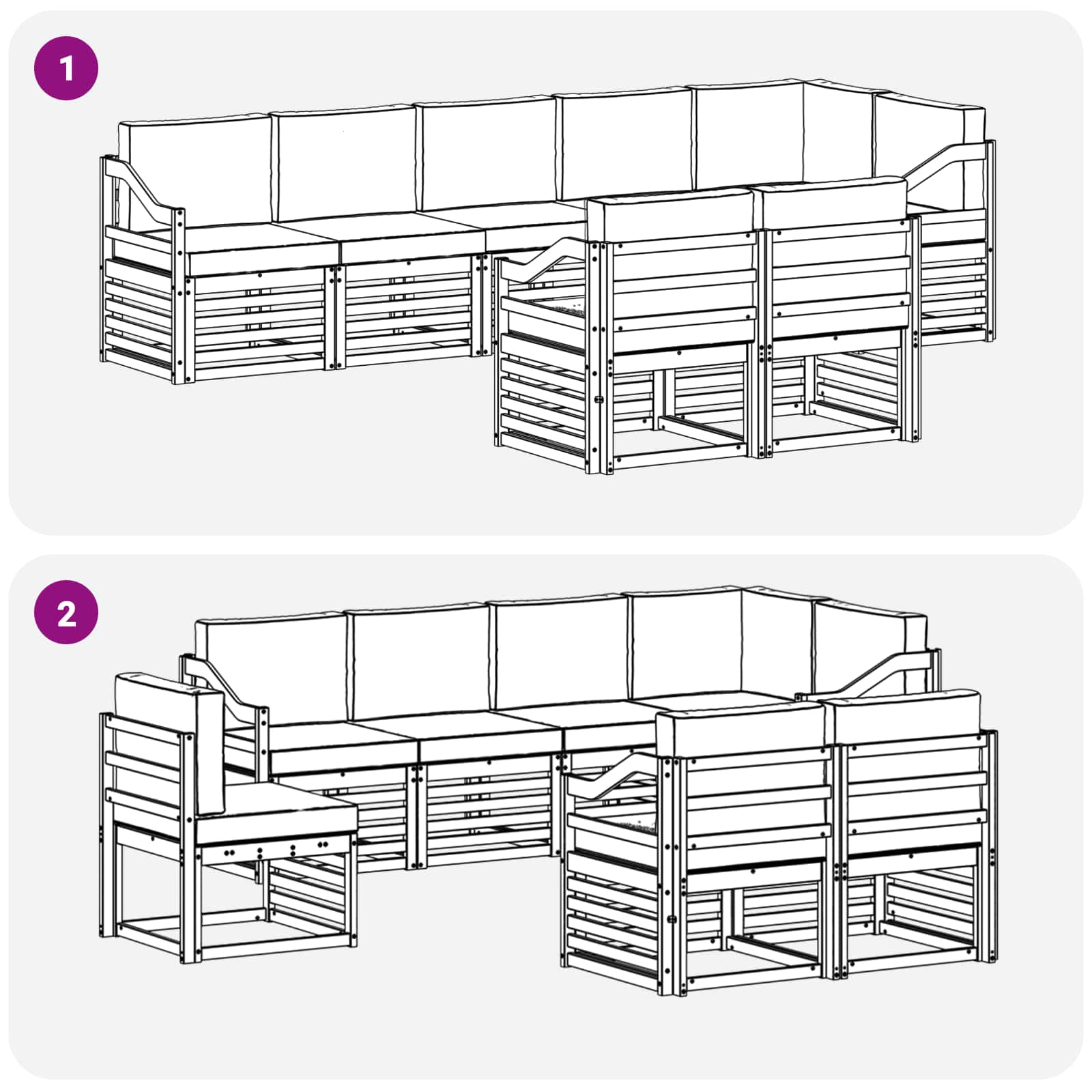 Set vanjskih sofa 8 pcs Bijela i antracit 304 x 126,5 x 73 cm
