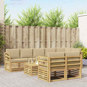 Set vanjskih sofa 9 pcs Bijela i bež 59 x 59 x 37 cm Poliester