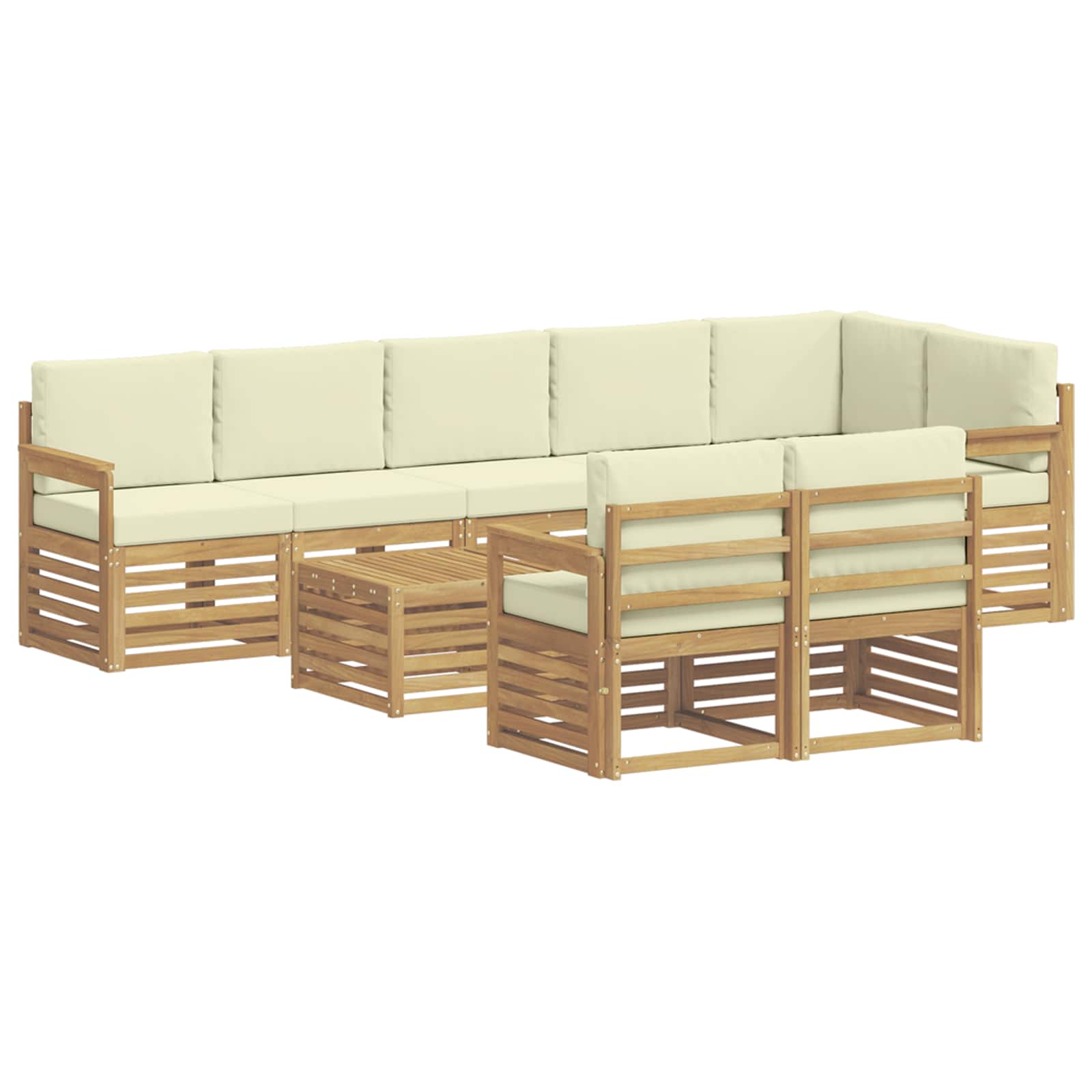 Set vanjskih sofa 8 pcs Bijela i krem 59 x 59 x 37 cm Poliester