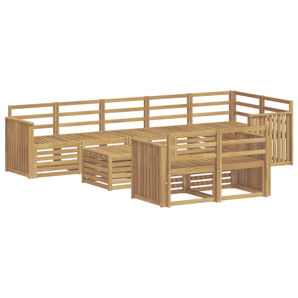 Set vanjskih sofa 9 kom. Bijela Čvrsto drvo akacije