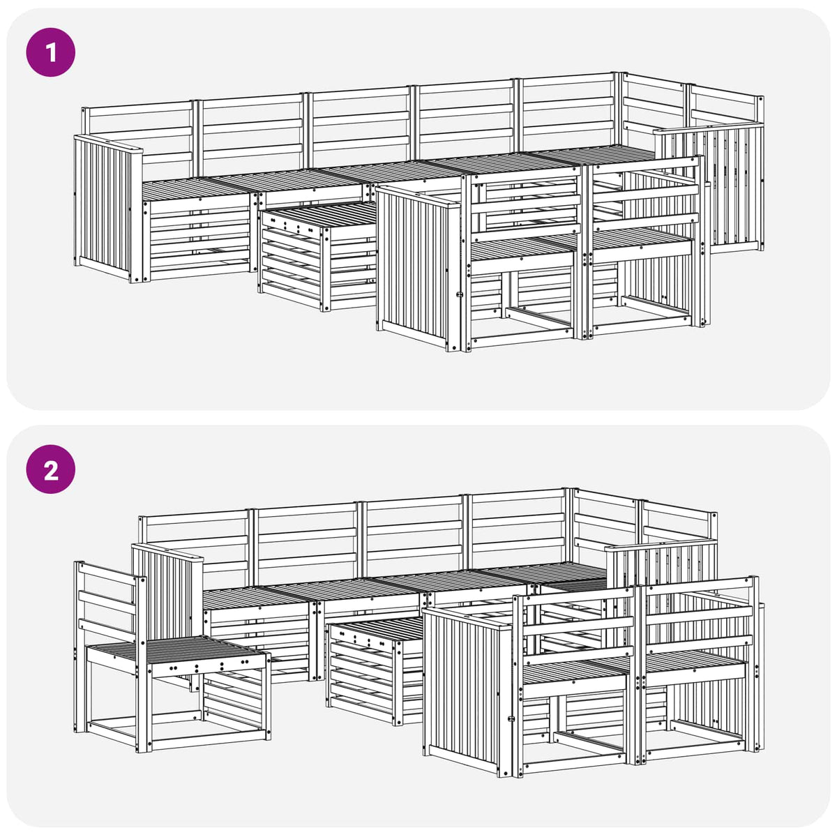Set vanjskih sofa 9 kom. Bijela Čvrsto drvo akacije