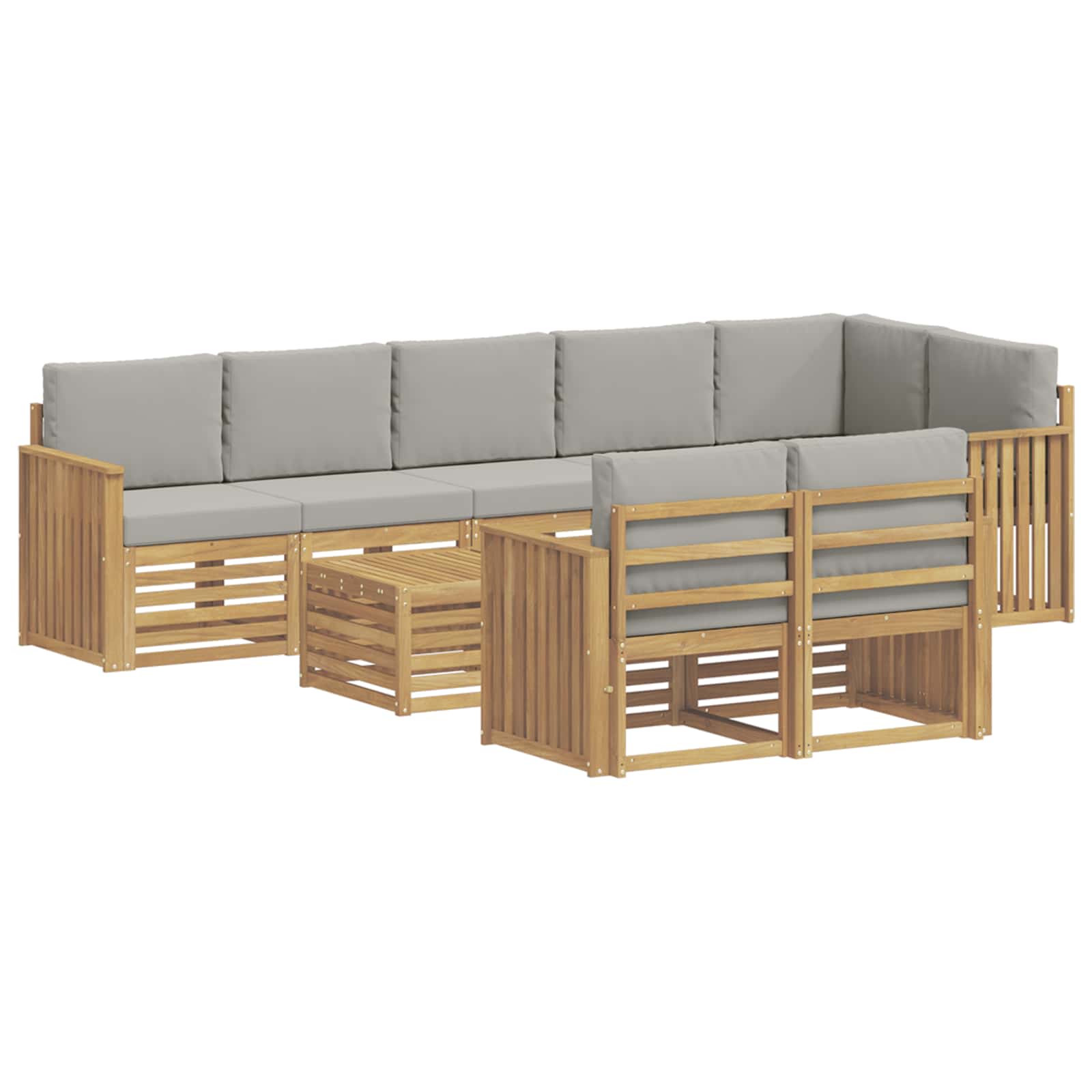 Set vanjskih sofa 9 pcs Bijela i svjetlosiva 59 x 59 x 37 cm