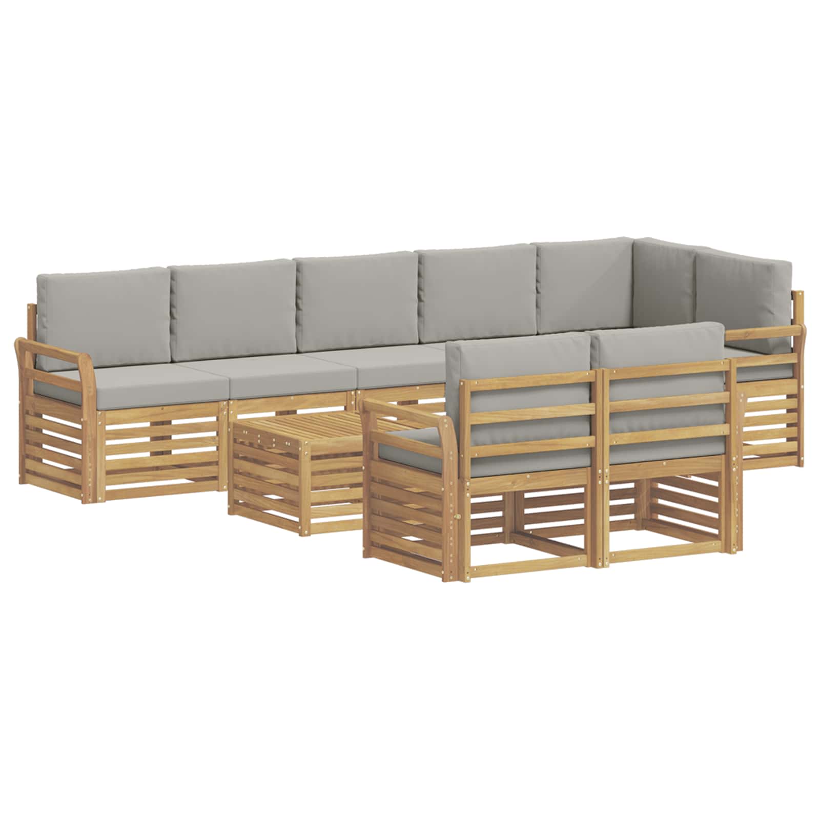 Set vanjskih sofa 9 pcs Bijela i svjetlosiva 59 x 59 x 37 cm