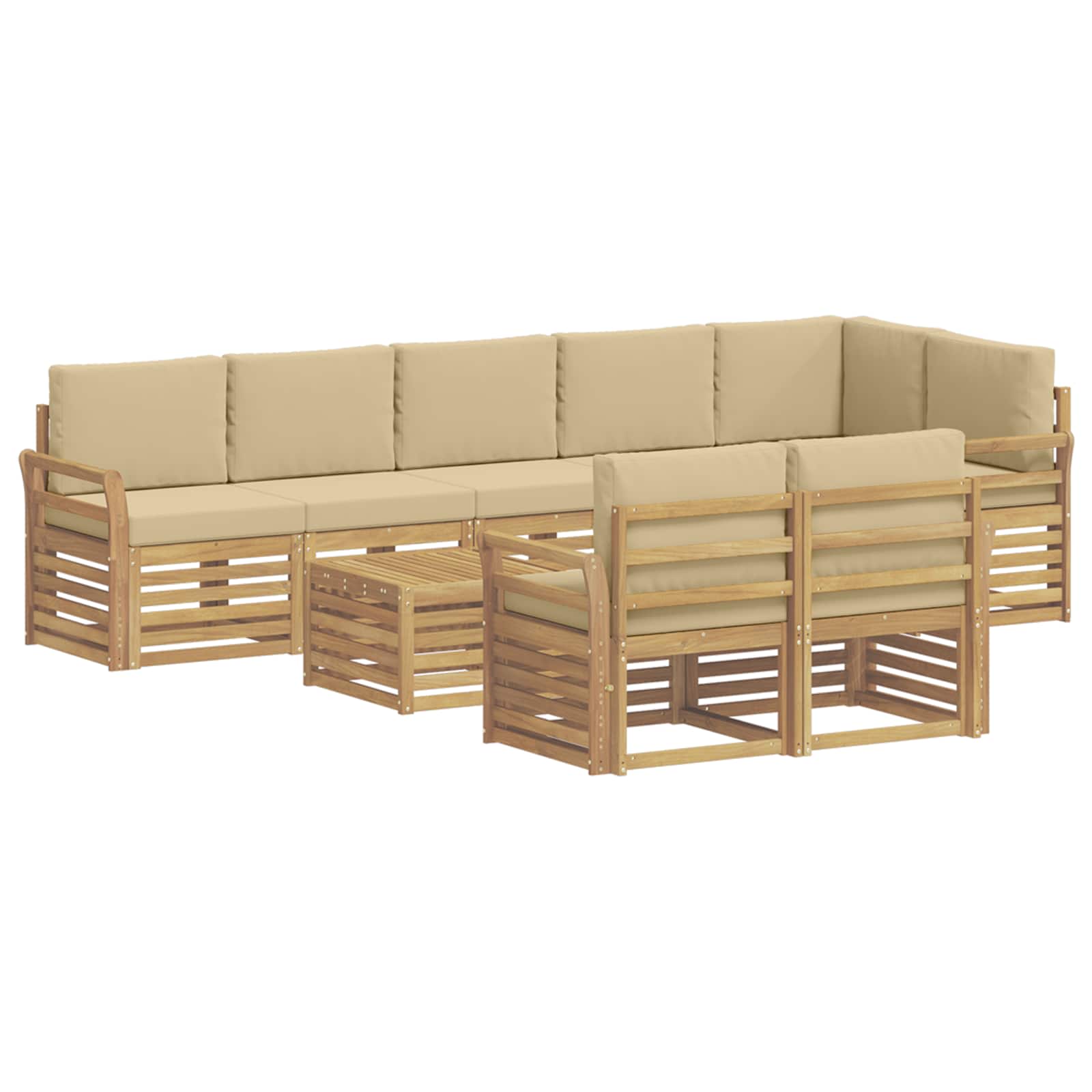 Set vanjskih sofa 9 pcs Bijela i bež 59 x 59 x 37 cm Poliester