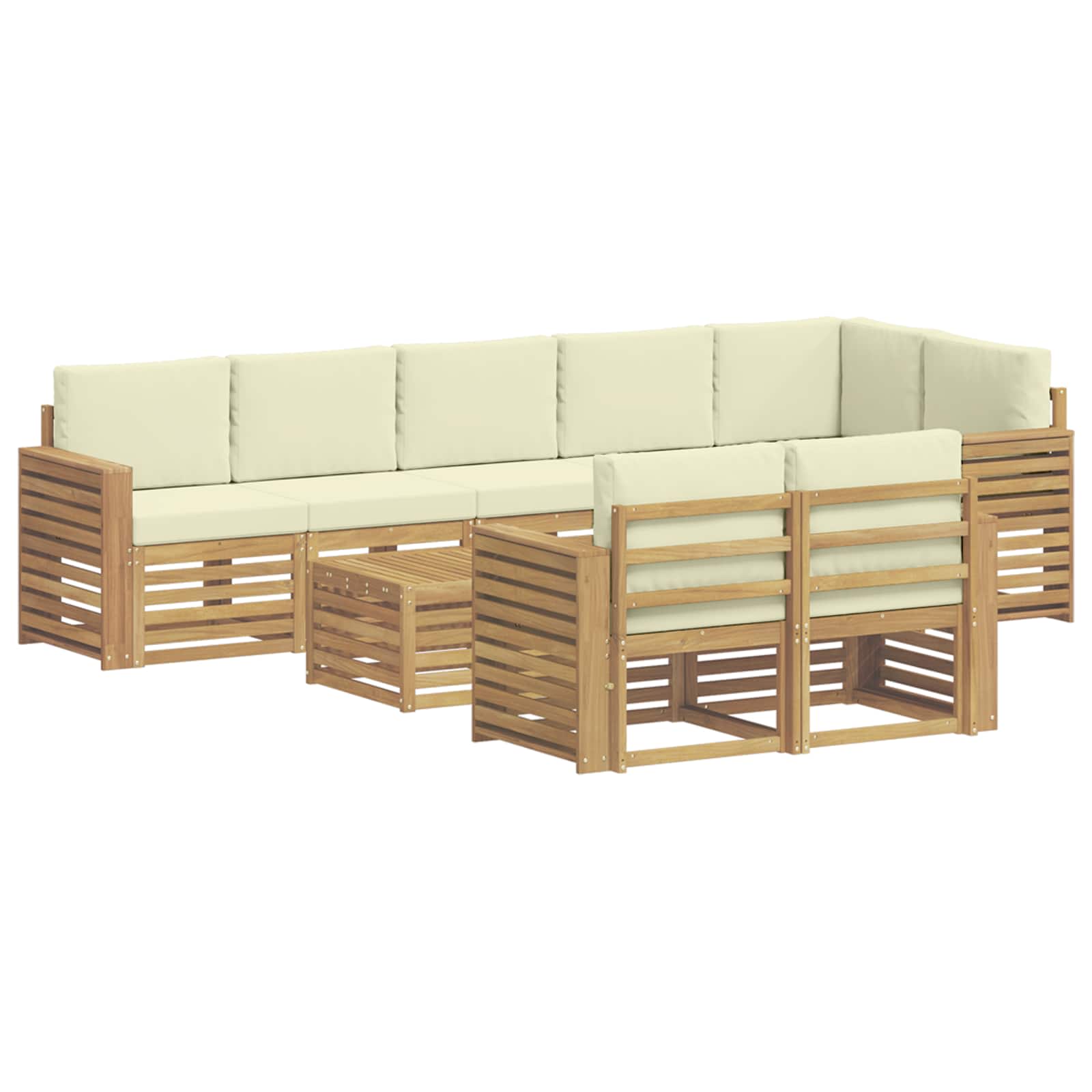 Set vanjskih sofa 9 pcs Bijela i krem 59 x 59 x 37 cm Poliester