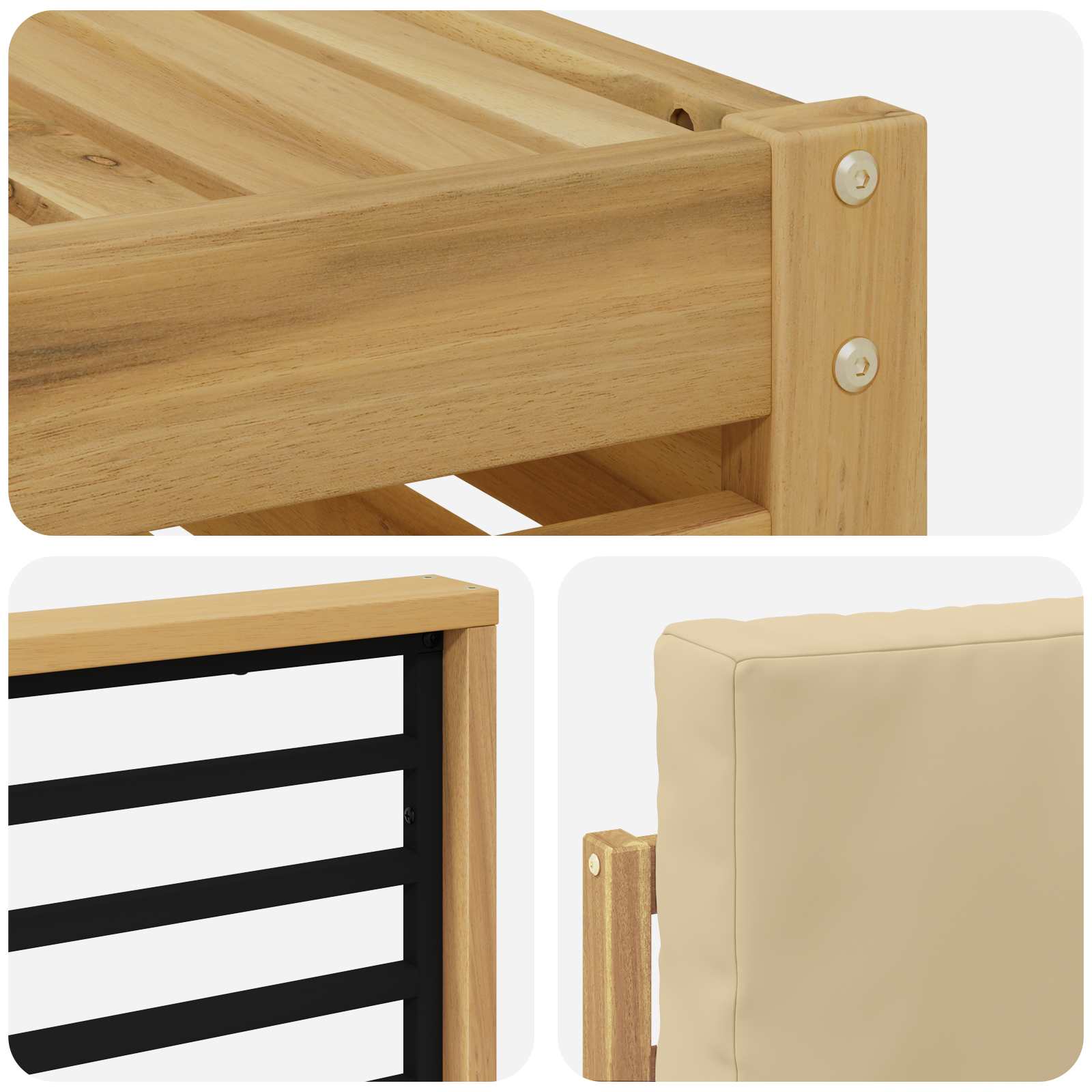 Set vanjskih sofa 9 pcs Bijela i bež 59 x 59 x 37 cm Poliester